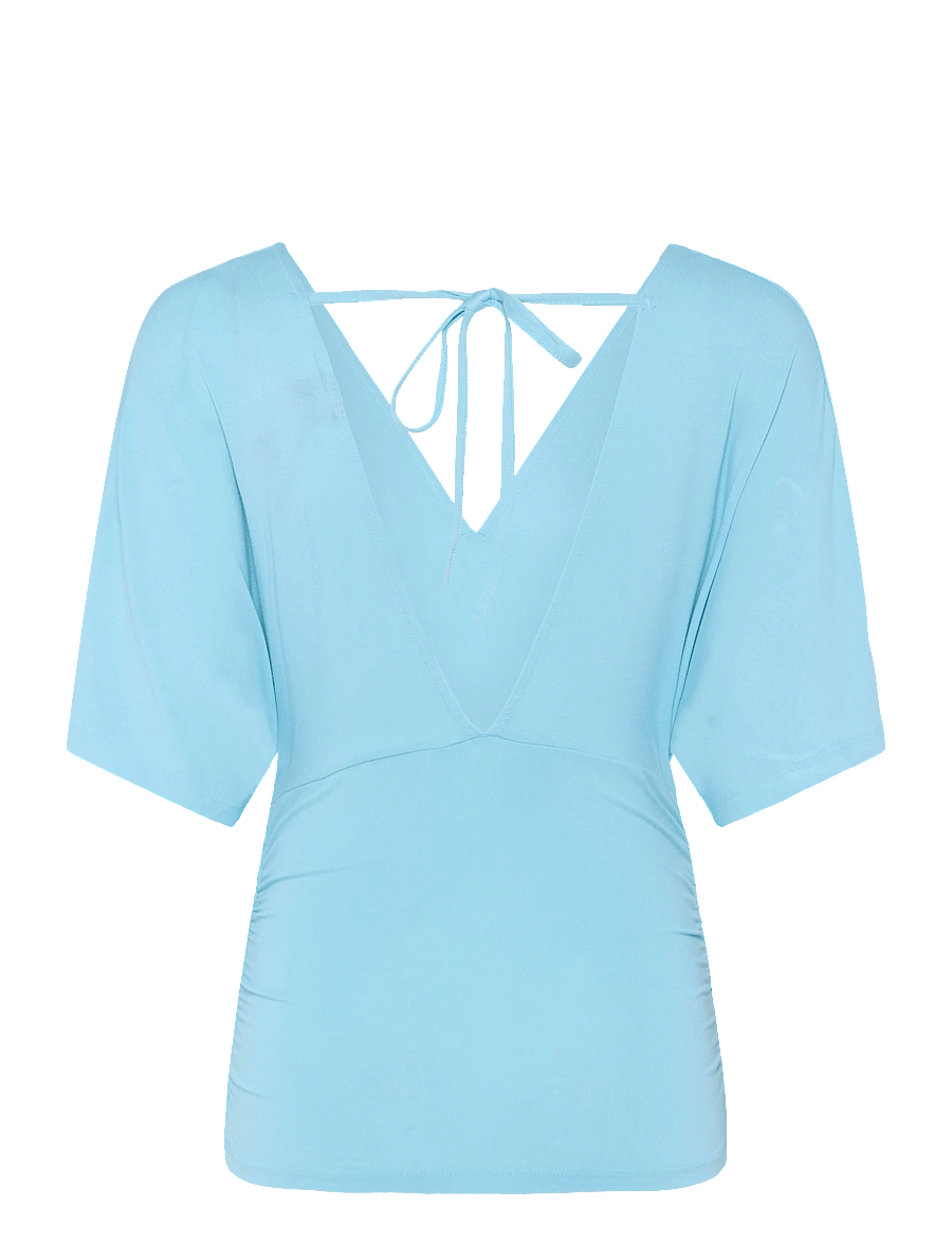 Gina Tricot - Shaped v-neck top - t-shirts - aqua - 1