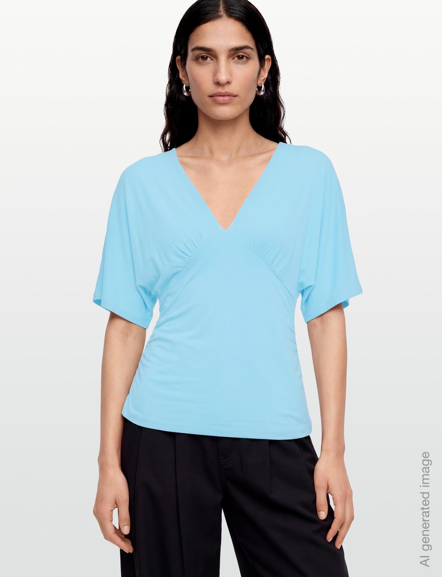 Gina Tricot - Shaped v-neck top - t-shirts - aqua - 3