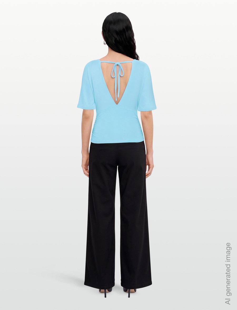 Gina Tricot - Shaped v-neck top - t-shirts - aqua - 4
