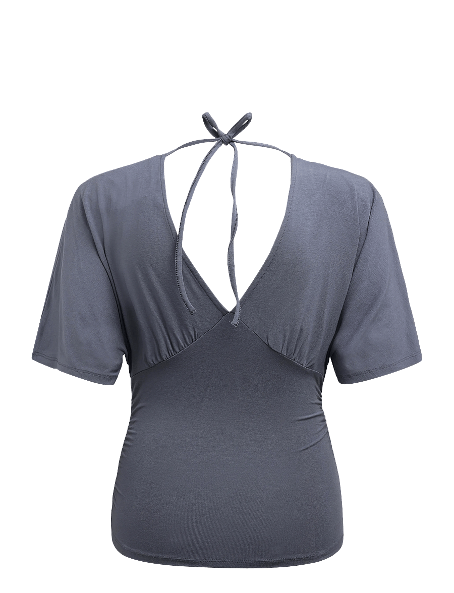 Gina Tricot - Shaped v-neck top - t-shirts - grisaille (8455) - 1
