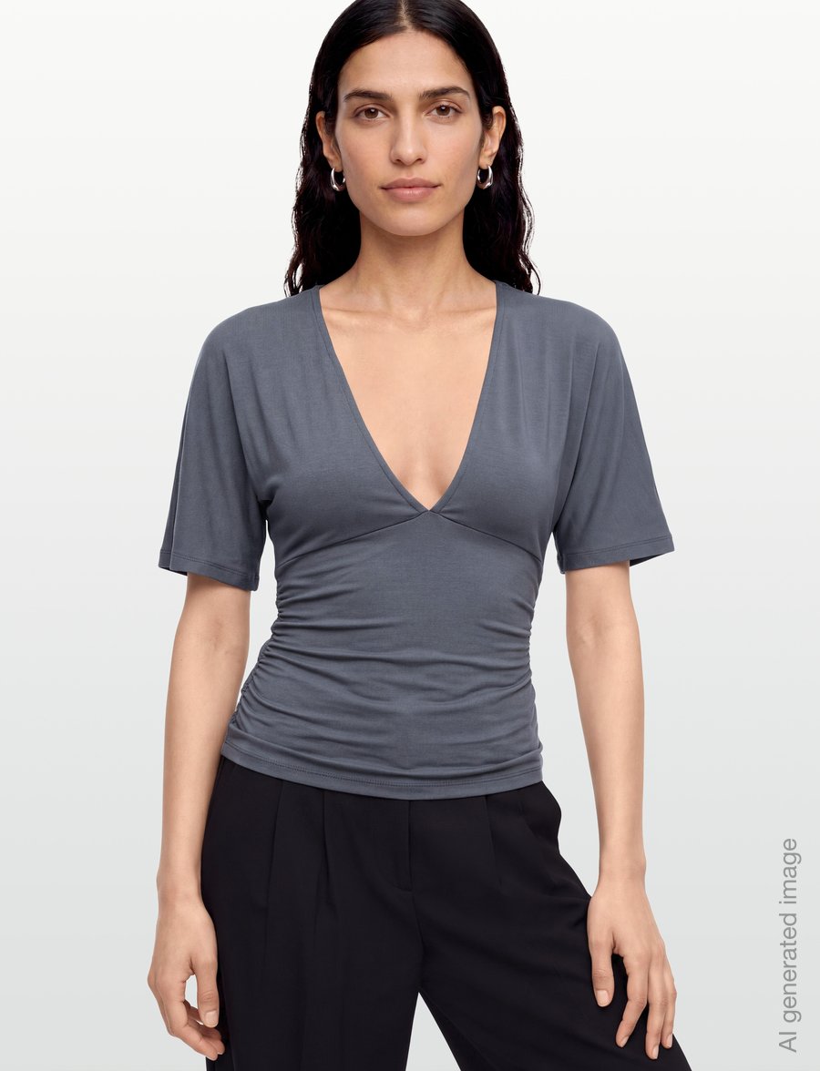 Gina Tricot - Shaped v-neck top - t-shirts - grisaille (8455) - 3