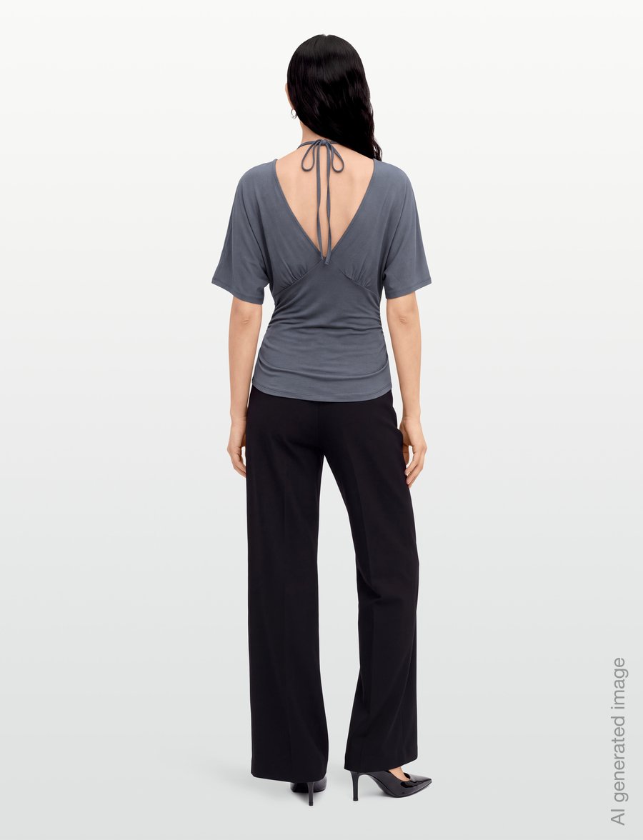 Gina Tricot - Shaped v-neck top - t-shirts - grisaille (8455) - 4