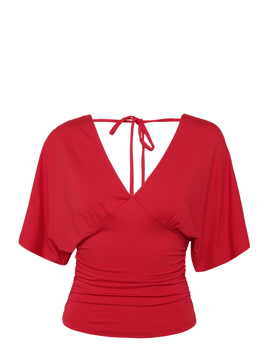 Gina Tricot - Shaped v-neck top - t-särgid - lipstick red - 0