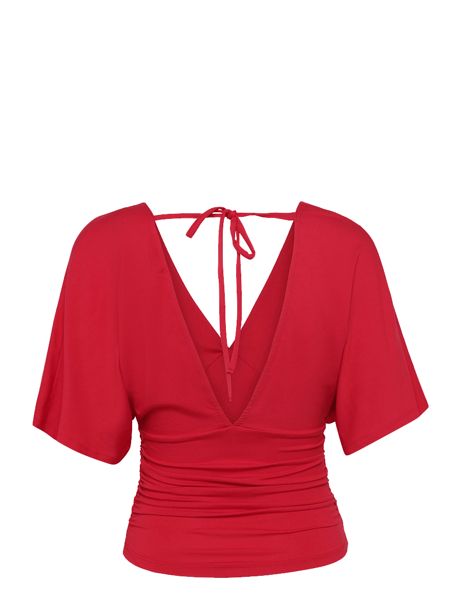 Gina Tricot - Shaped v-neck top - t-särgid - lipstick red - 1