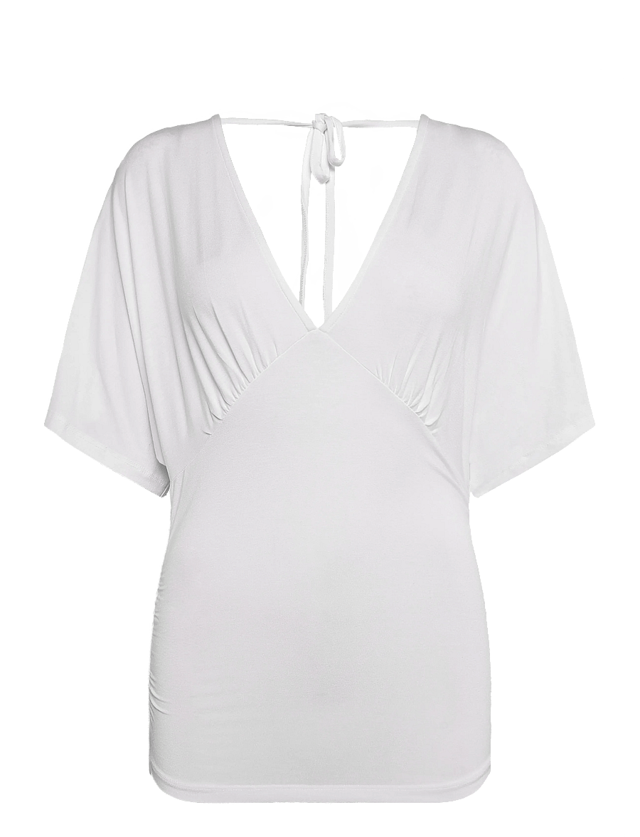 Gina Tricot - Shaped v-neck top - t-särgid - offwhite - 0
