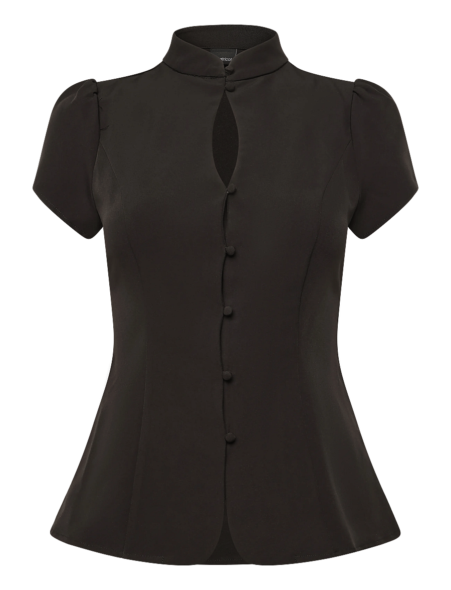 Gina Tricot - Keyhole top - kortärmade blusar - black (9000) - 0