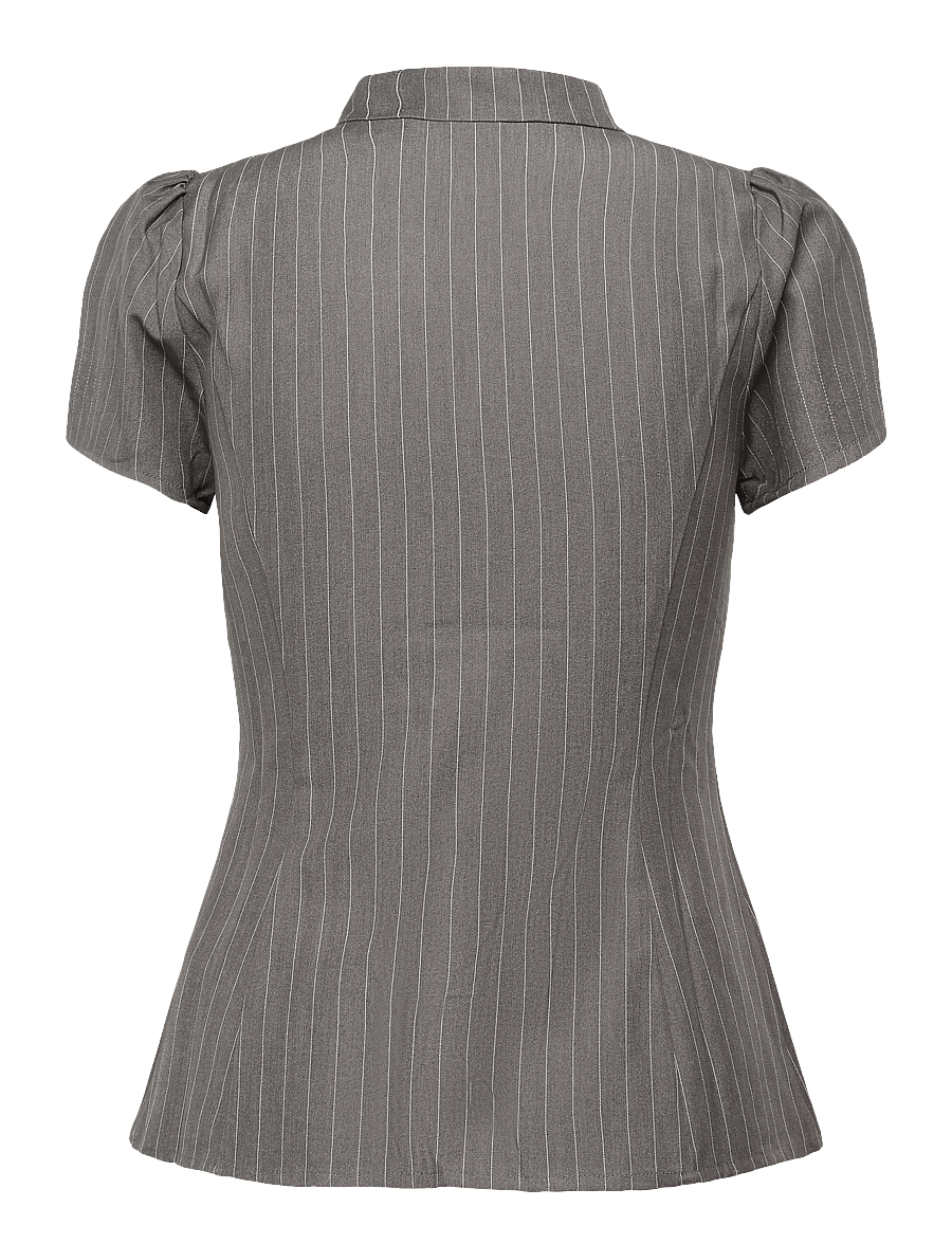 Gina Tricot - Keyhole top - kortärmade blusar - grey pinstripe - 1