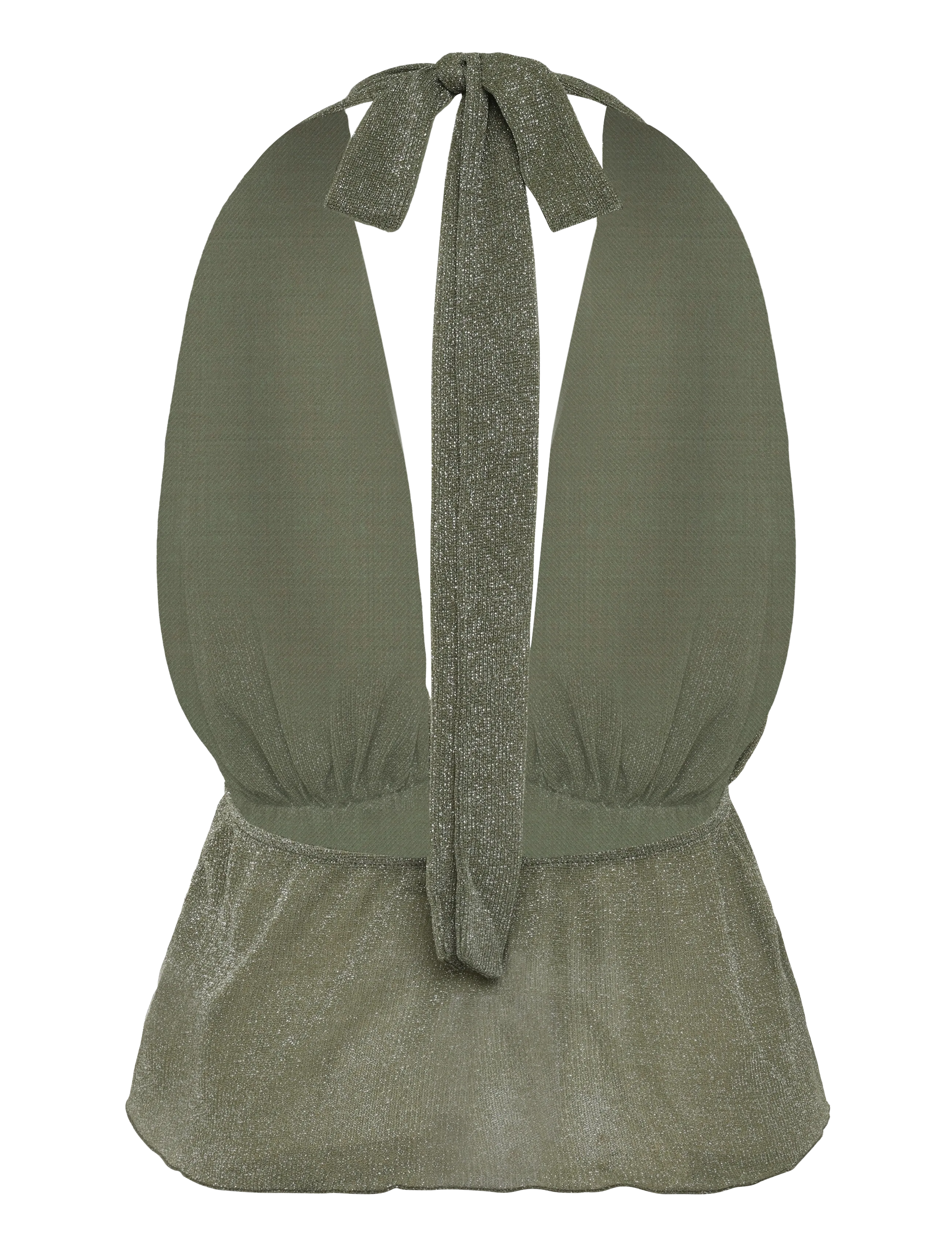 Gina Tricot - Glitter halterneck top - lt khaki green (7307) - 2