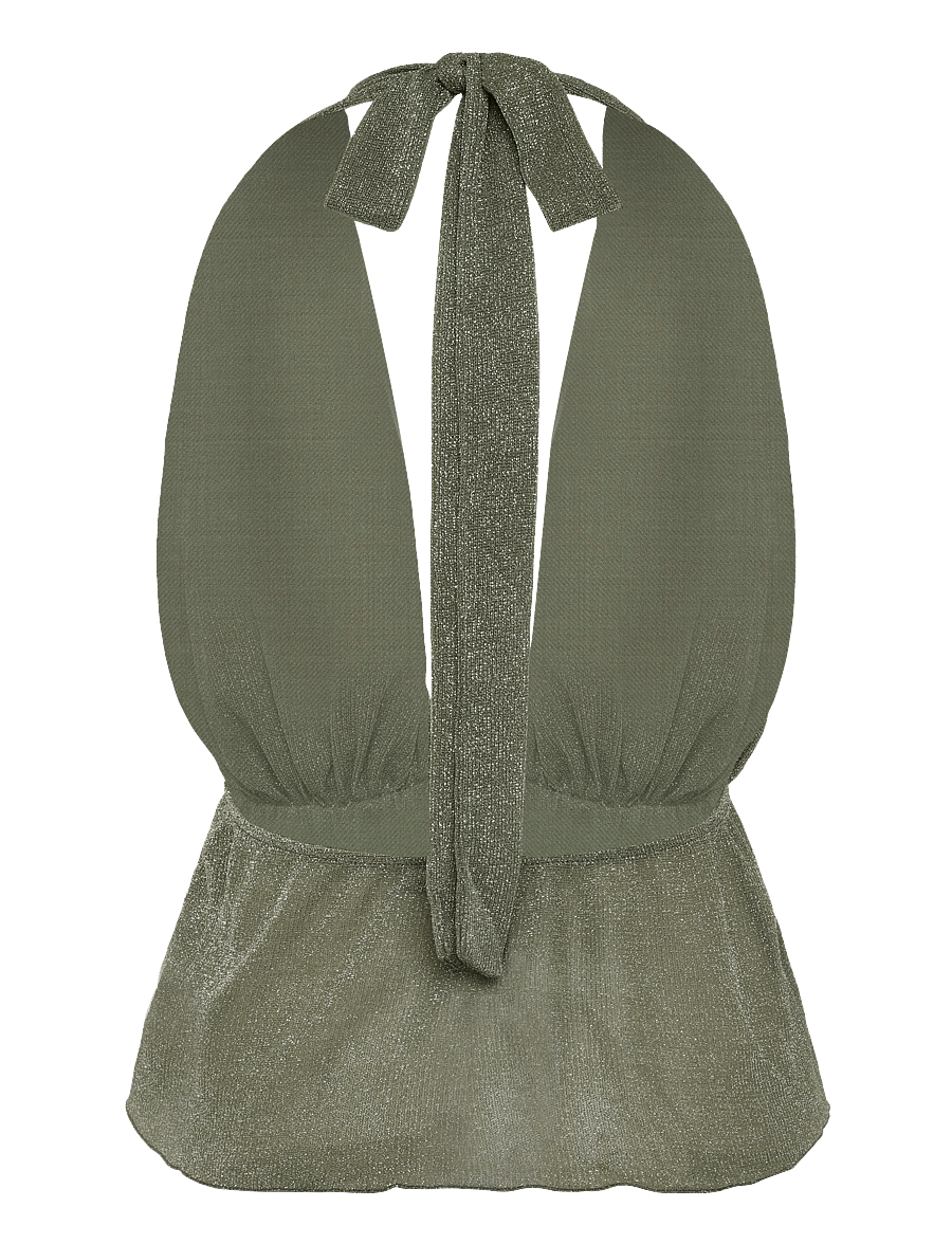 Gina Tricot - Glitter halterneck top - sleeveless tops - lt khaki green (7307) - 2