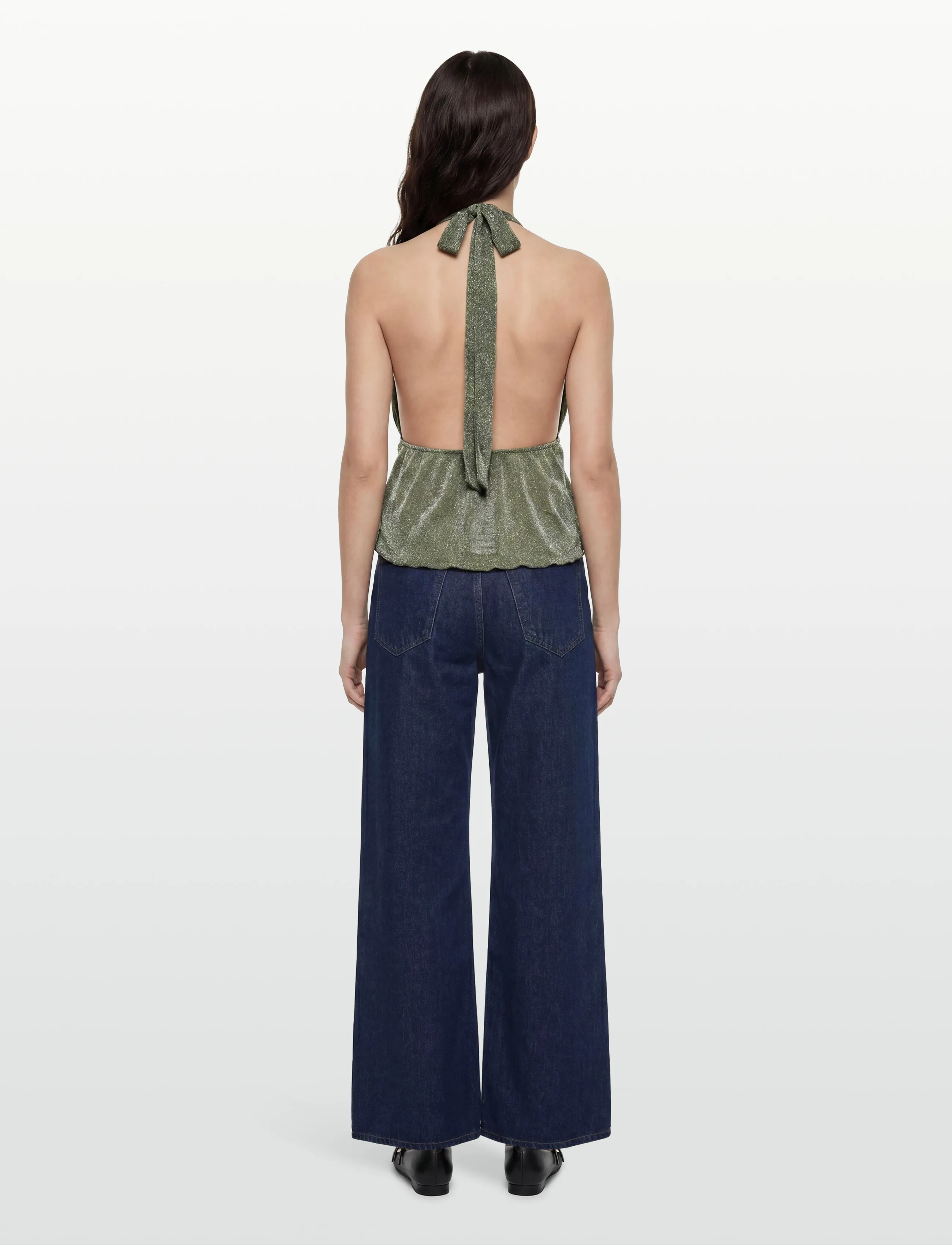 Gina Tricot - Glitter halterneck top - lt khaki green (7307) - 4