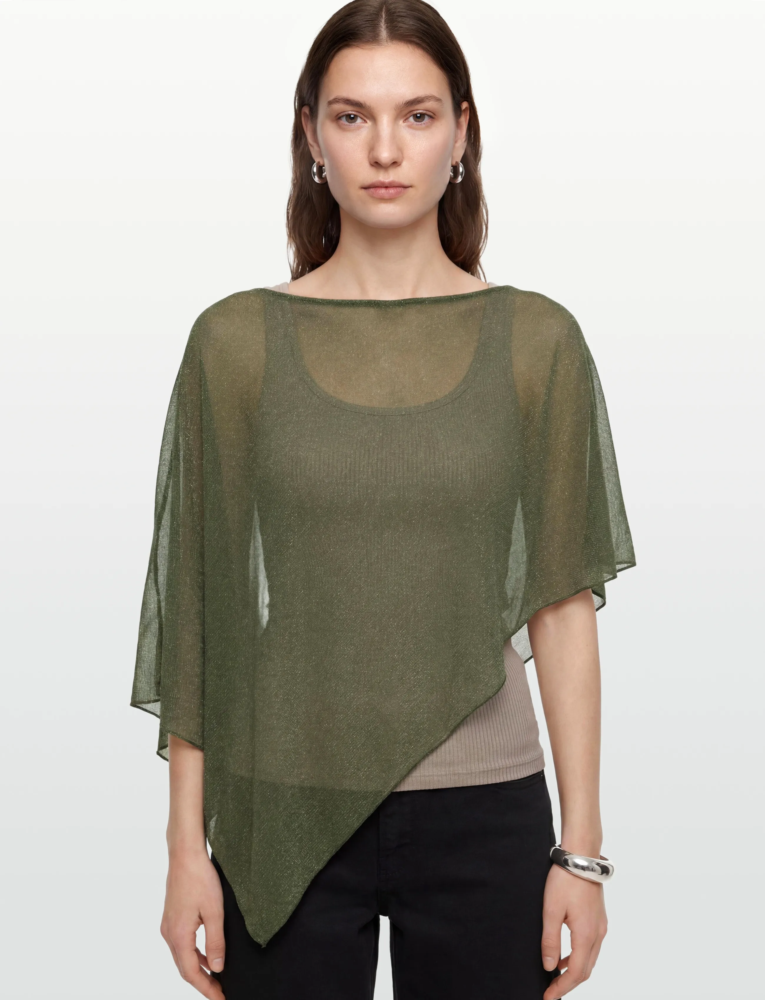 Gina Tricot - Glitter poncho - pontšod ja keebid - lt khaki green (7307) - 4