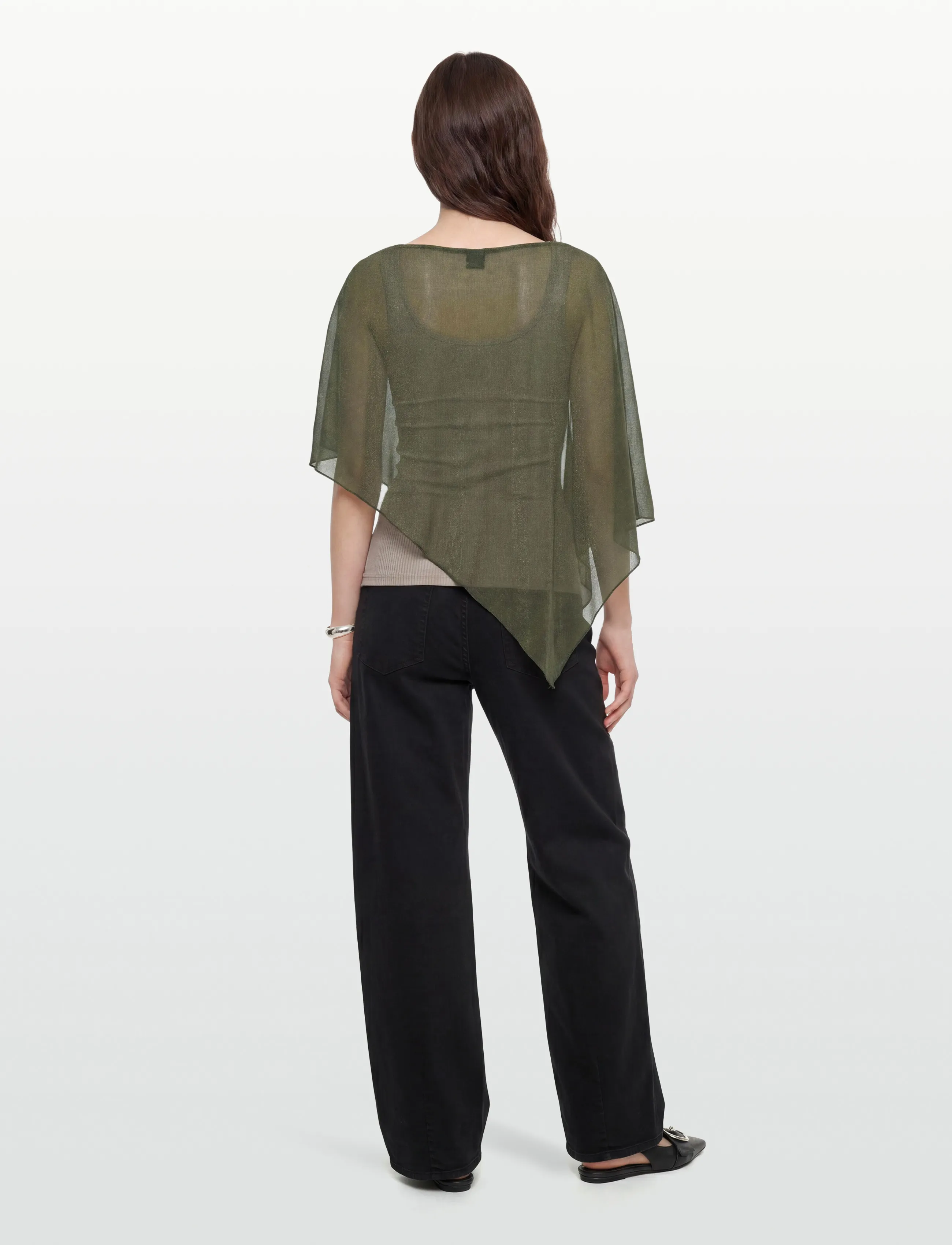 Gina Tricot - Glitter poncho - pontšod ja keebid - lt khaki green (7307) - 5