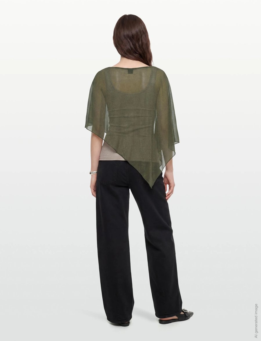 Gina Tricot - Glitter poncho - pontšod ja keebid - lt khaki green (7307) - 5