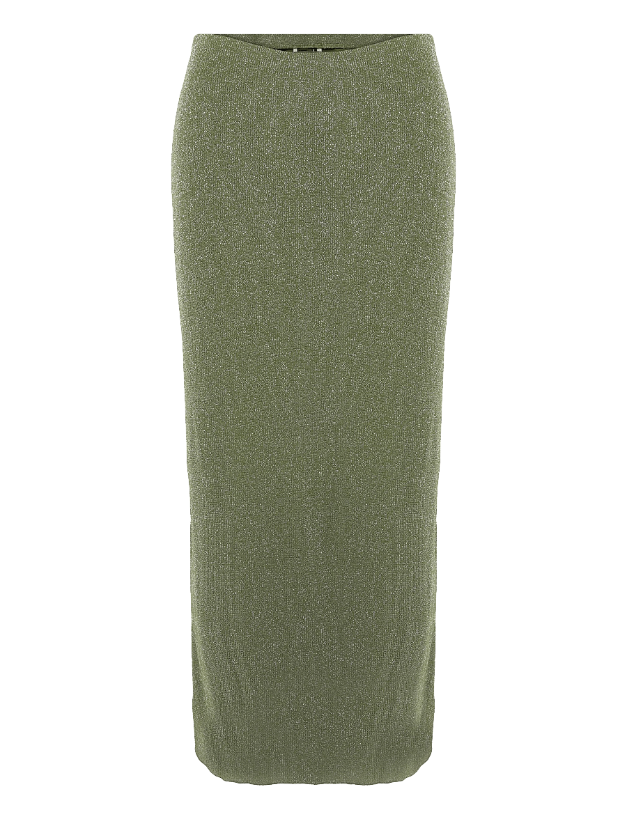 Gina Tricot - Glitter maxi skirt - strickröcke - lt khaki green (7307) - 0