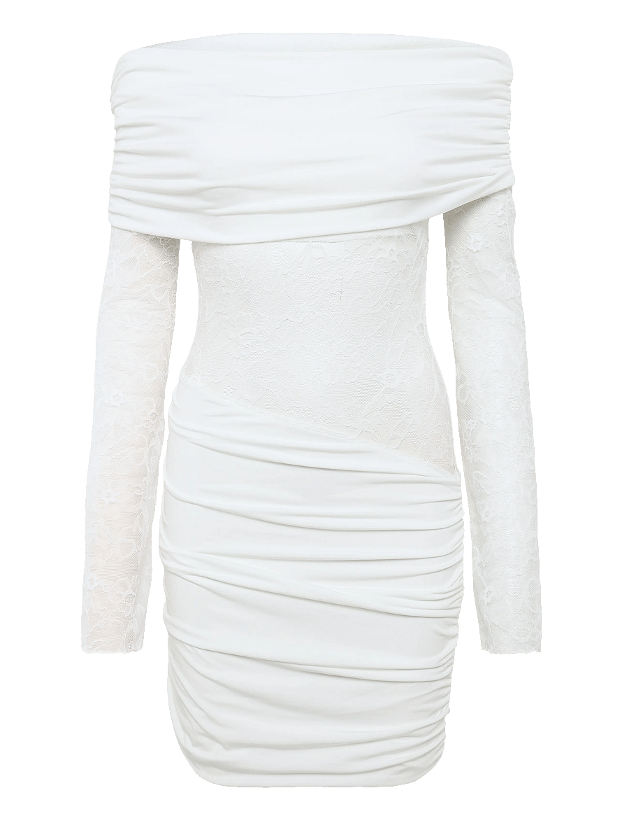 Gina Tricot - Asymmetric lace mini dress - konfirmationstøj - offwhite - 1