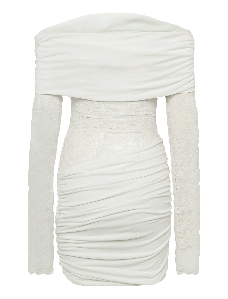 Gina Tricot - Asymmetric lace mini dress - confirmation - offwhite - 2