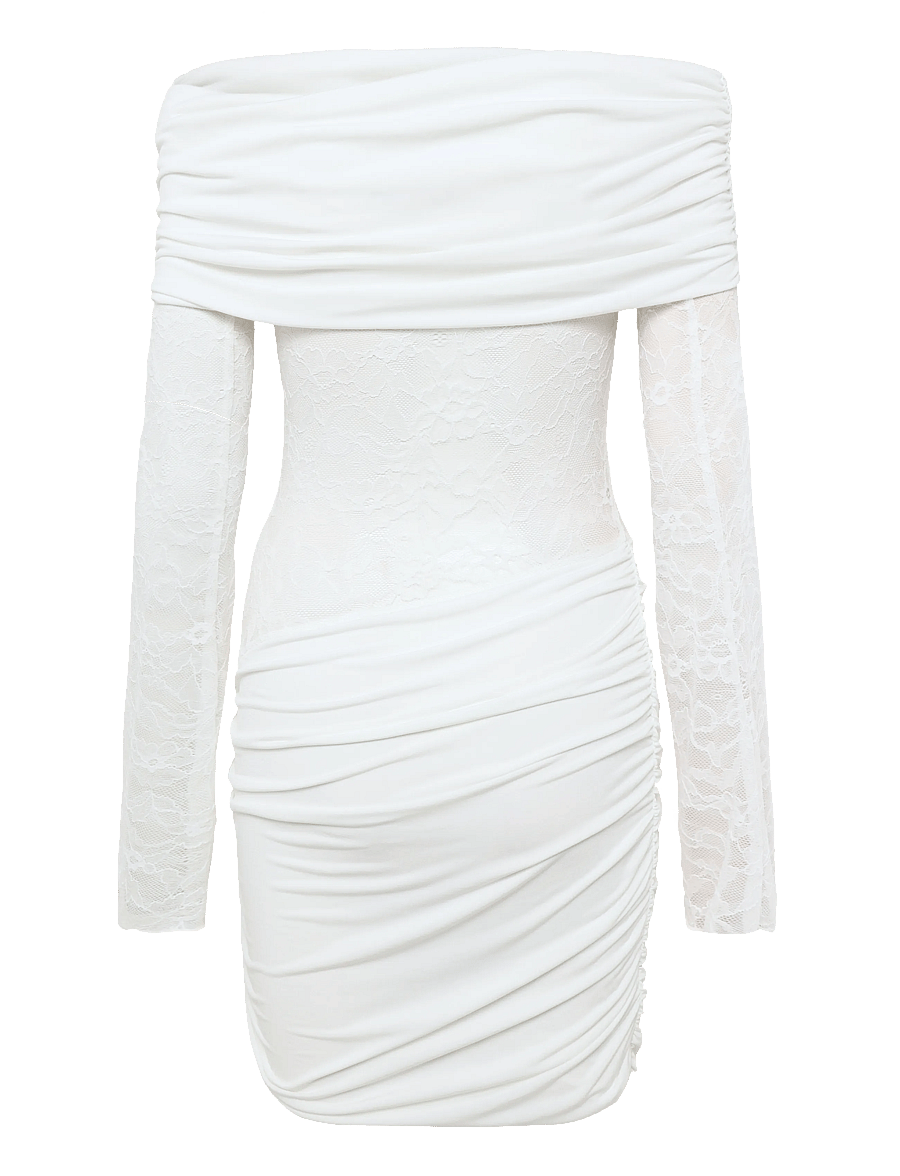 Gina Tricot - Asymmetric lace mini dress - konfirmationstøj - offwhite - 2