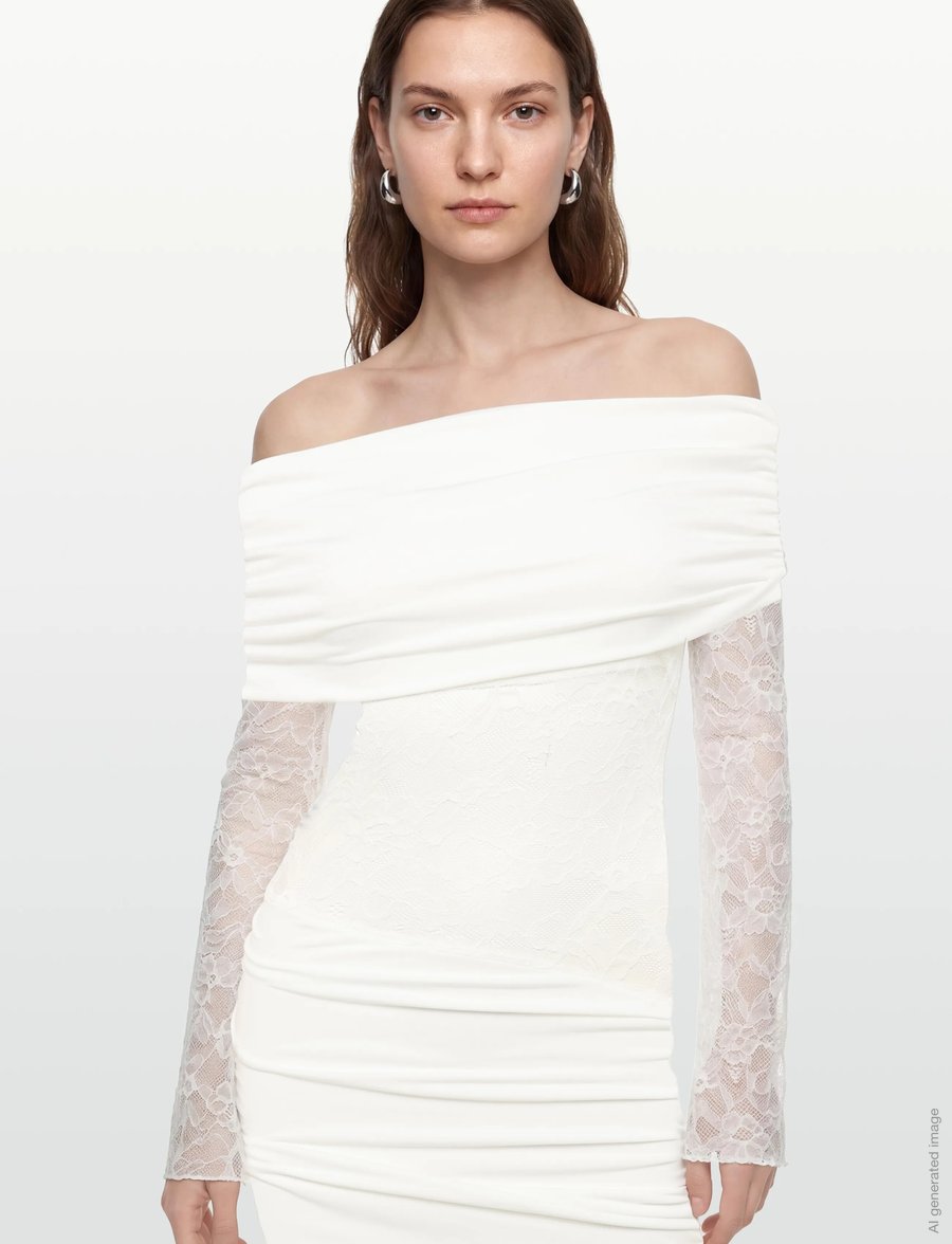 Gina Tricot - Asymmetric lace mini dress - konfirmationstøj - offwhite - 5