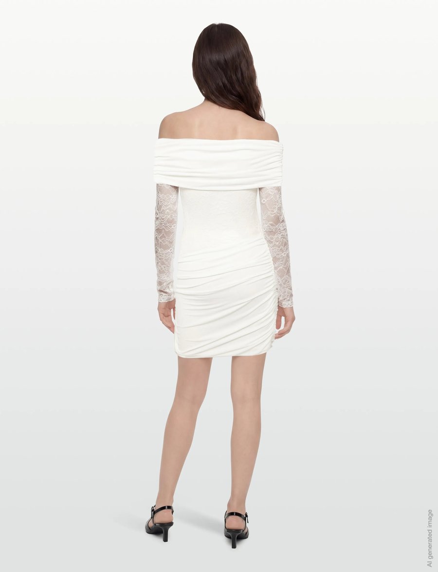 Gina Tricot - Asymmetric lace mini dress - confirmation - offwhite - 4