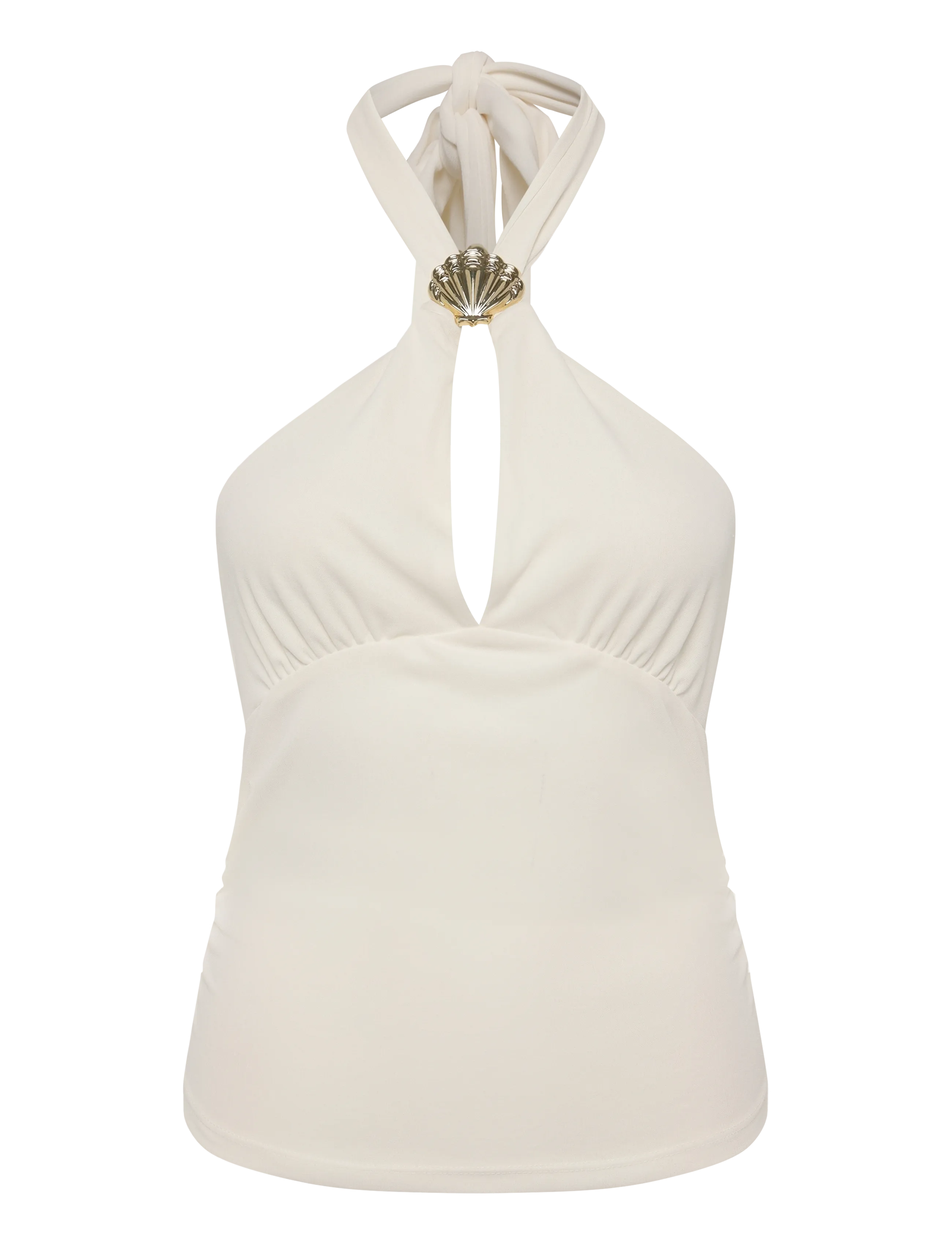 Gina Tricot Seashell detail halterneck top - T-shirts & Tops - EGRET (1144) / cream