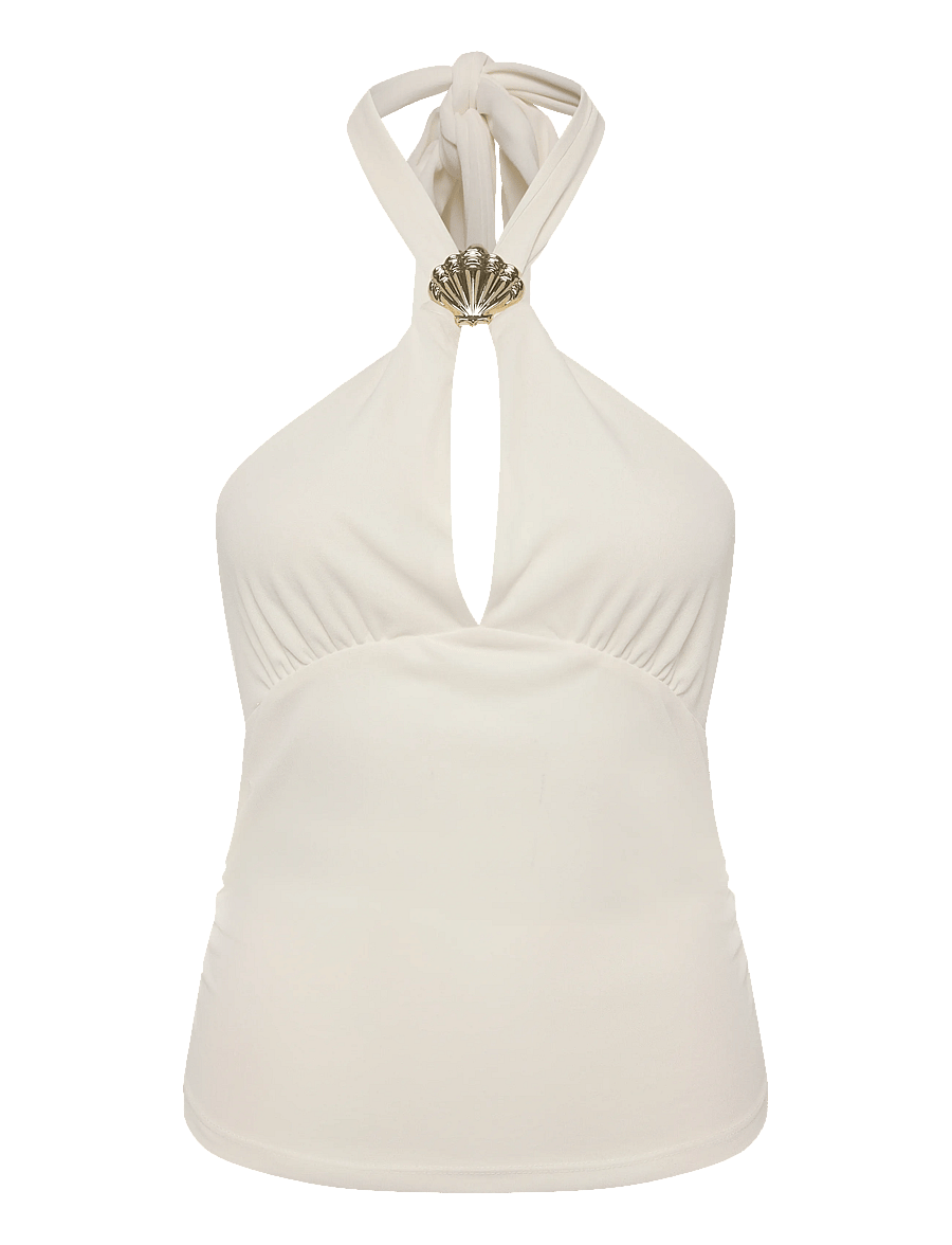 Gina Tricot - Seashell detail halterneck top - tanktops - egret (1144) - 1
