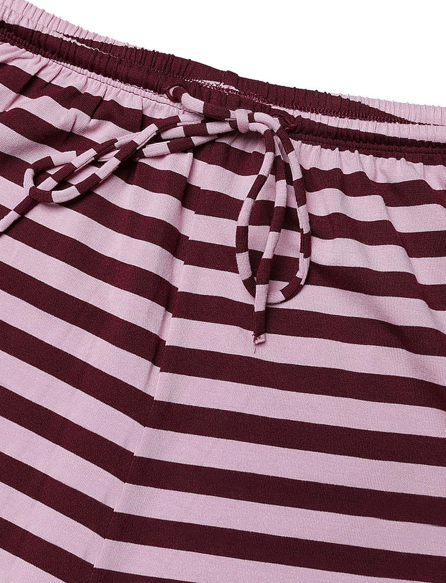 Gina Tricot - Soft drawstring trousers - bukser med lige ben - wine/stripe (3792) - 2