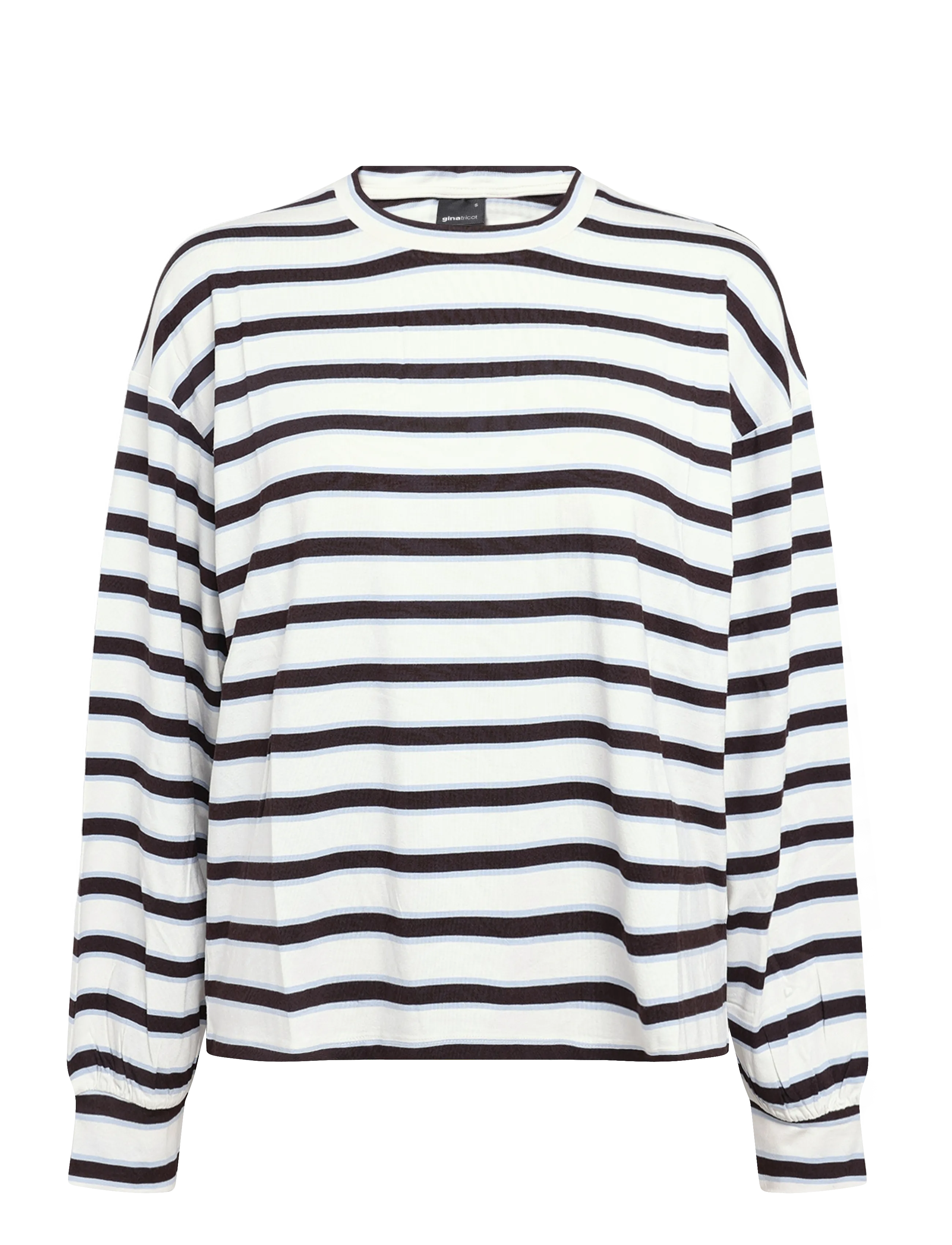 Gina Tricot Oversized pyjamas top - Transitional Layering - BROWN/BLUE STRIPE / cream
