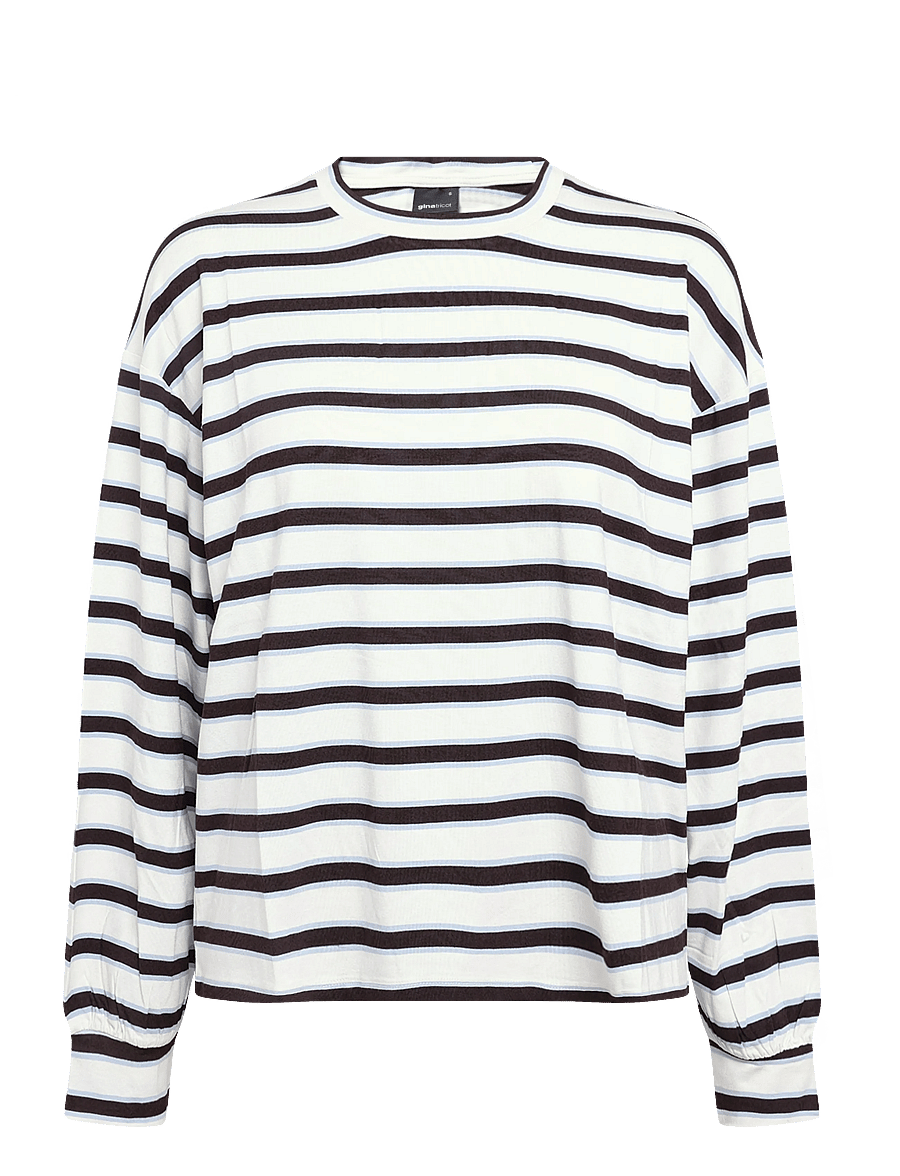 Gina Tricot - Oversized pyjamas top - langærmede toppe - brown/blue stripe - 0