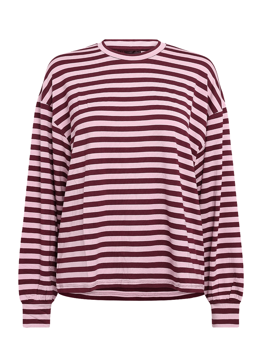 Gina Tricot - Oversized pyjamas top - langärmlige tops - wine/stripe (3792) - 0