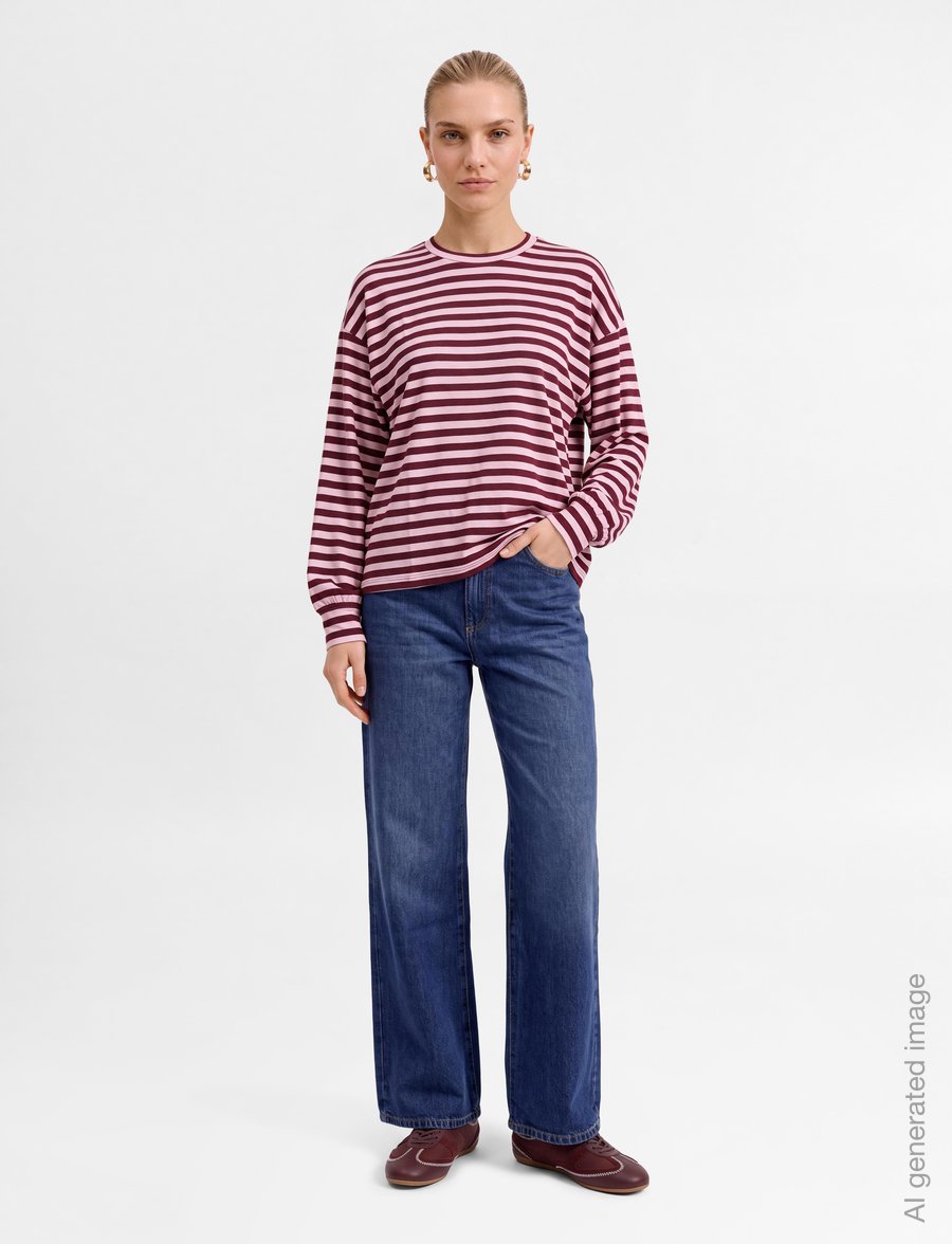 Gina Tricot - Oversized pyjamas top - long-sleeved tops - wine/stripe (3792) - 0
