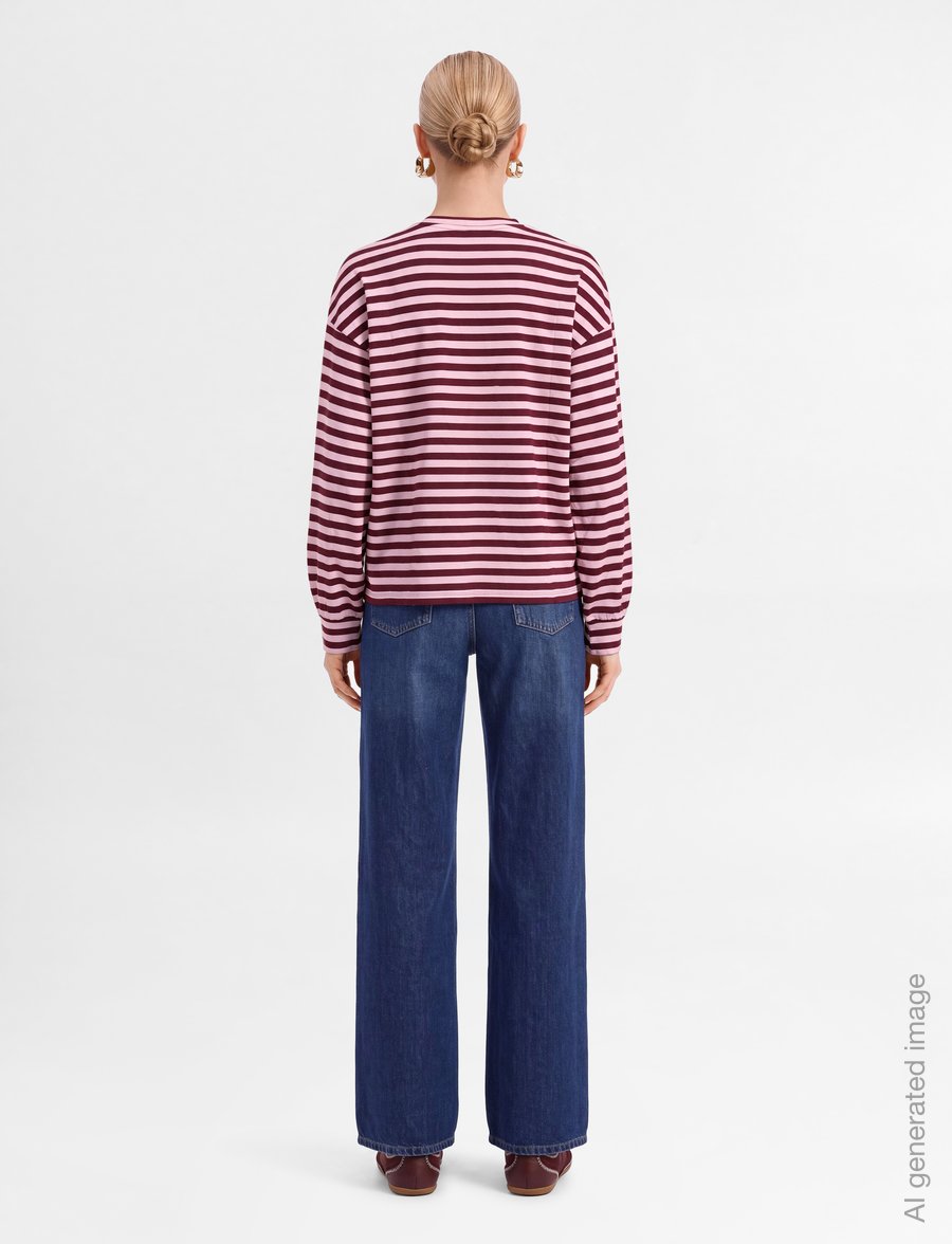 Gina Tricot - Oversized pyjamas top - long-sleeved tops - wine/stripe (3792) - 4