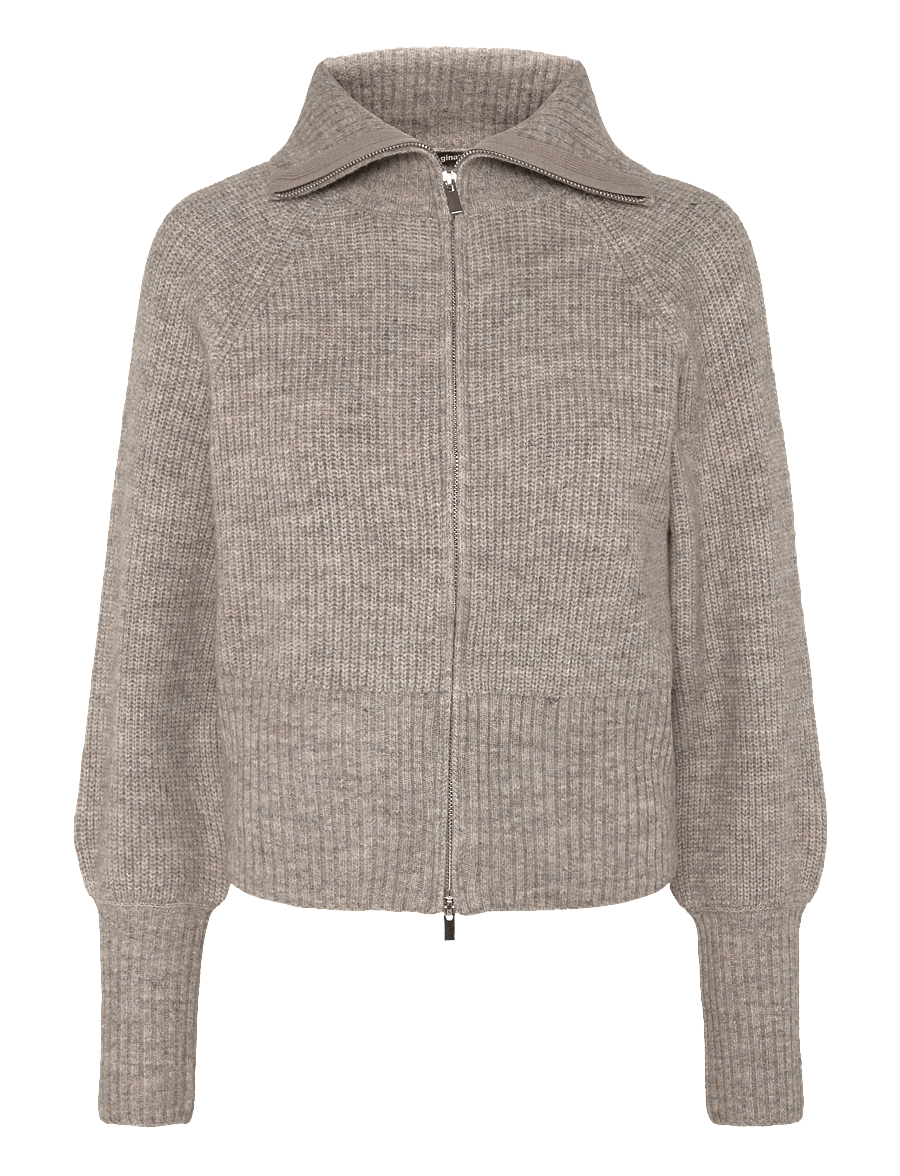 Gina Tricot - Knitted zip cardigan - strickjacken - feather gray - 0