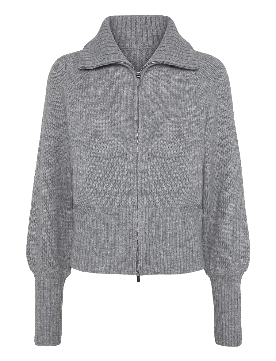 Gina Tricot - Knitted zip cardigan - kardiganid - mid grey mel (8022) - 0