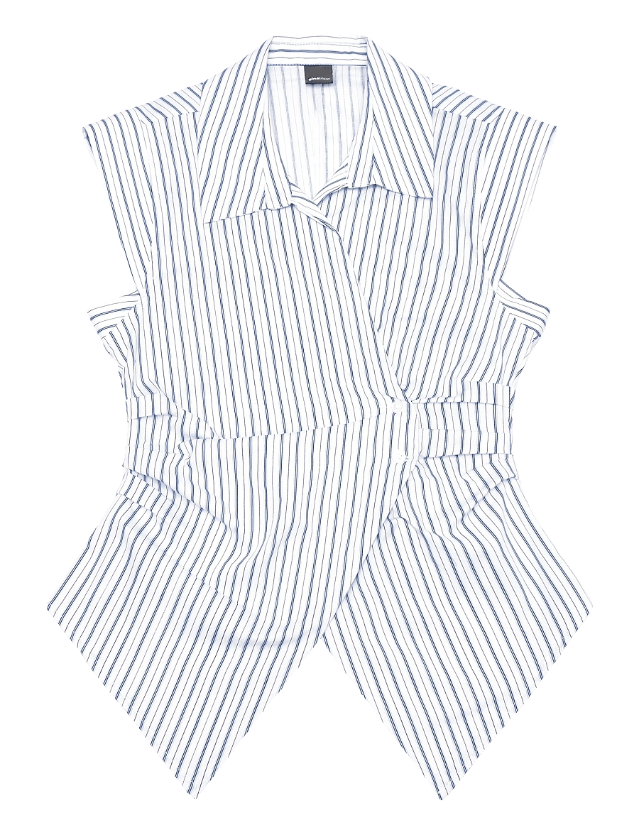 Gina Tricot - Wrap shirt - Ärmlösa blusar - blue stripe - 0