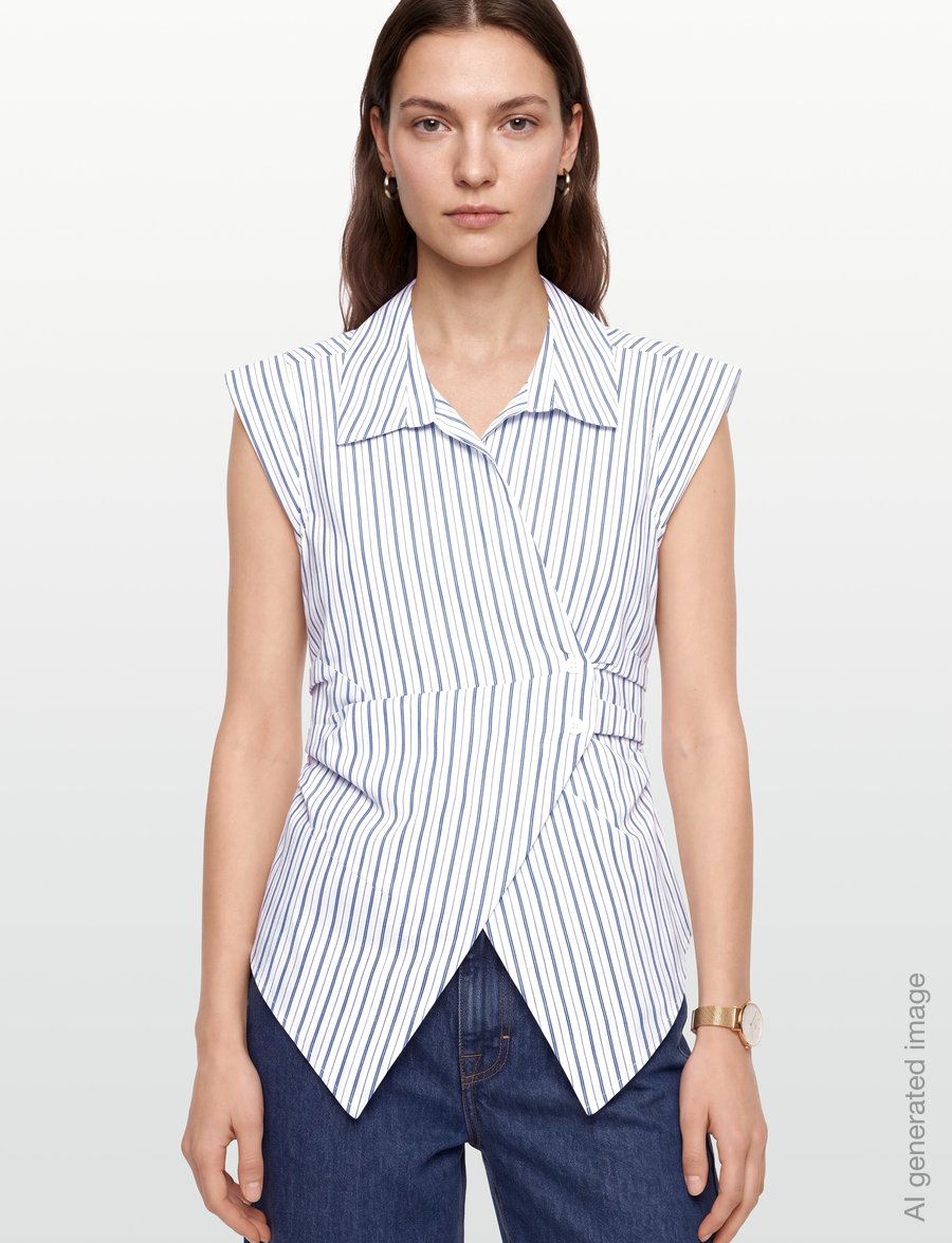 Gina Tricot - Wrap shirt - Ärmellose blusen - blue stripe - 3