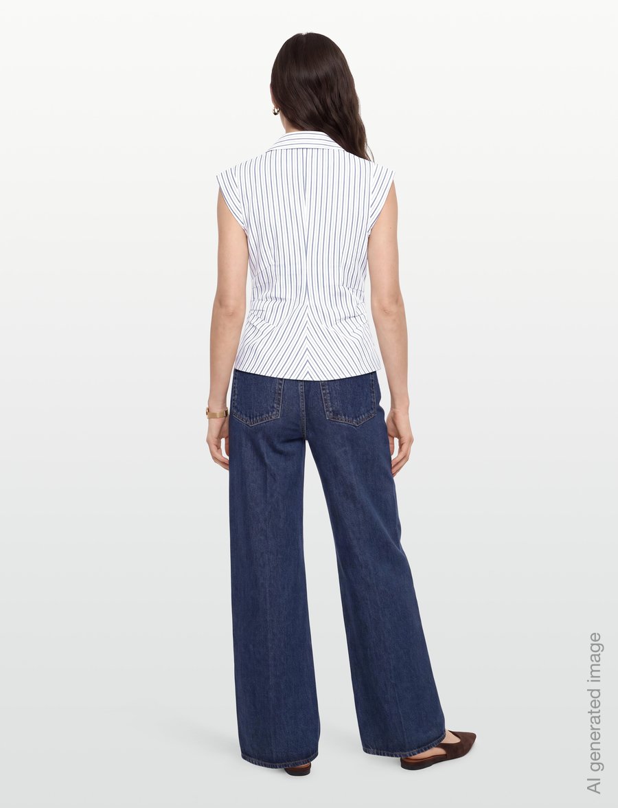 Gina Tricot - Wrap shirt - Ärmellose blusen - blue stripe - 4