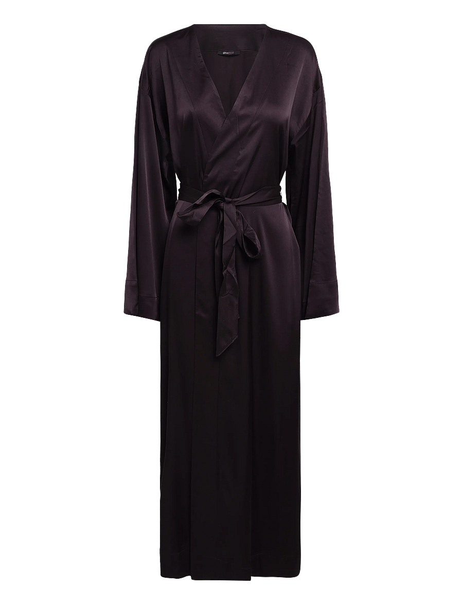 Gina Tricot - Satin loungewear robe - morgenkåber - dark brown (7180) - 0