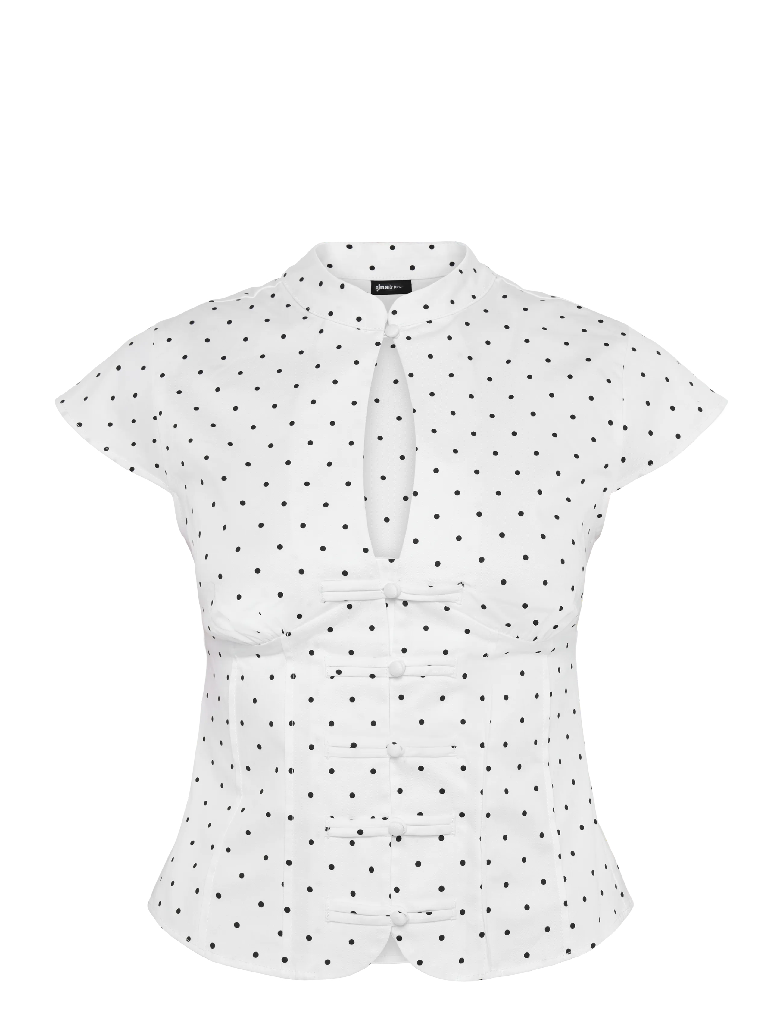 Gina Tricot Keyhole top - Blusen & Hemden - DOT PRINT (1039) / white