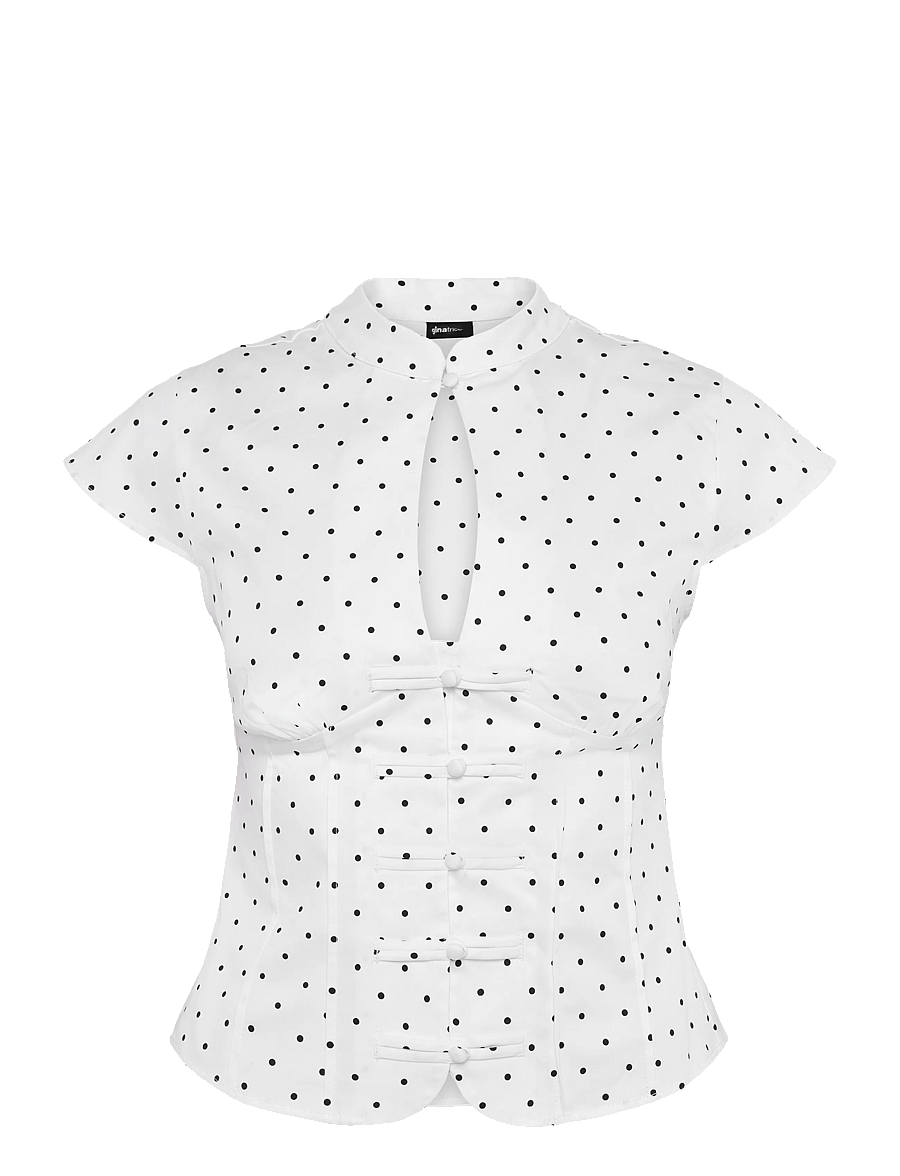 Gina Tricot - Keyhole top - kortærmede bluser - dot print (1039) - 0