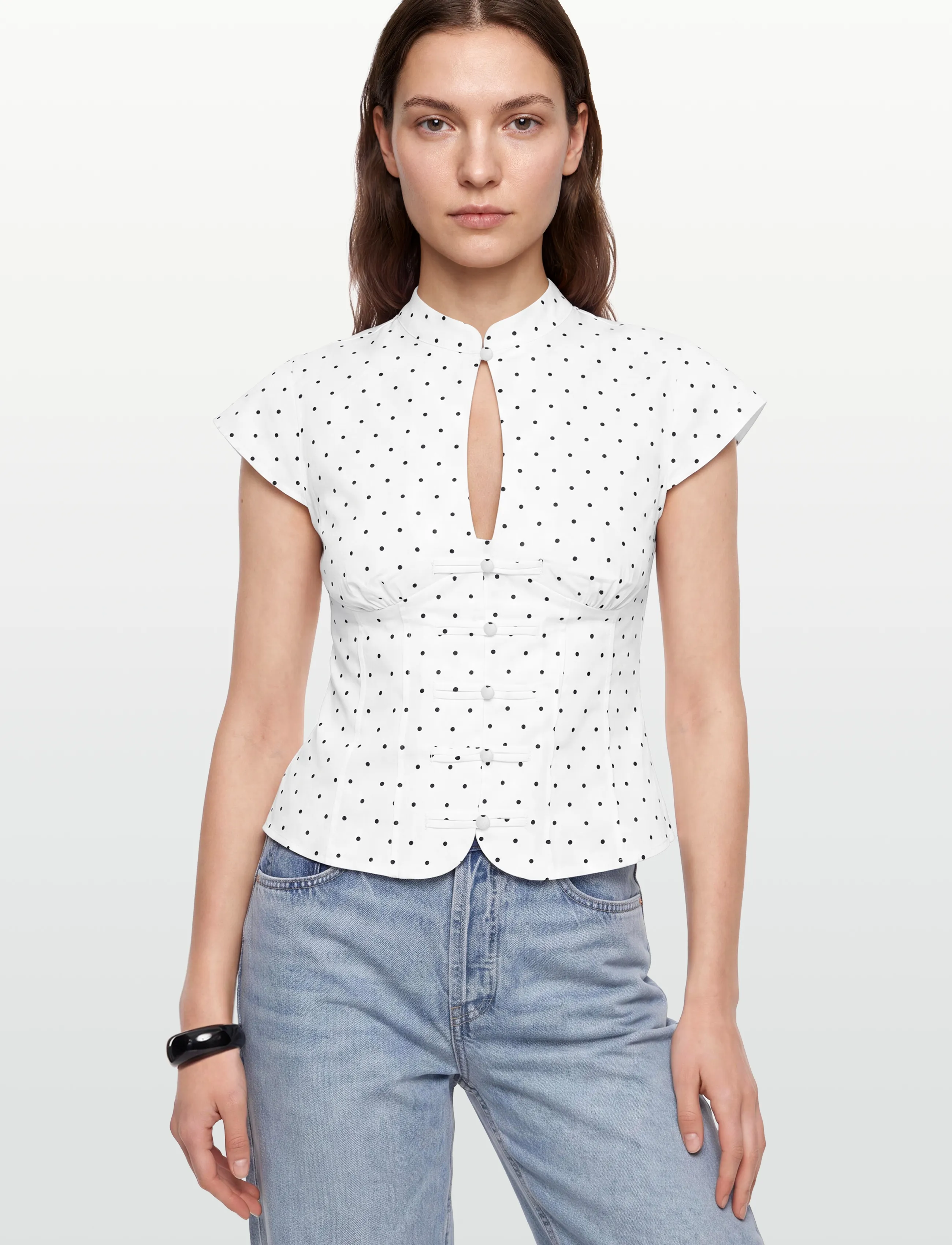 Gina Tricot - Keyhole top - short-sleeved blouses - dot print (1039) - 3