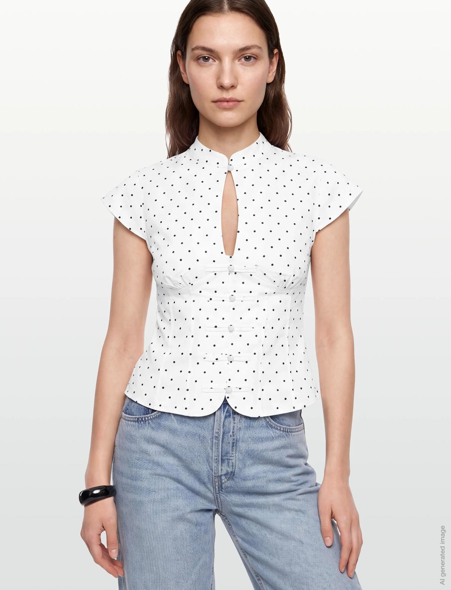 Gina Tricot - Keyhole top - short-sleeved blouses - dot print (1039) - 3