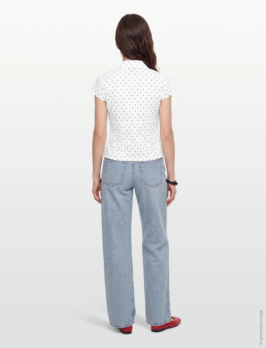 Gina Tricot - Keyhole top - short-sleeved blouses - dot print (1039) - 4