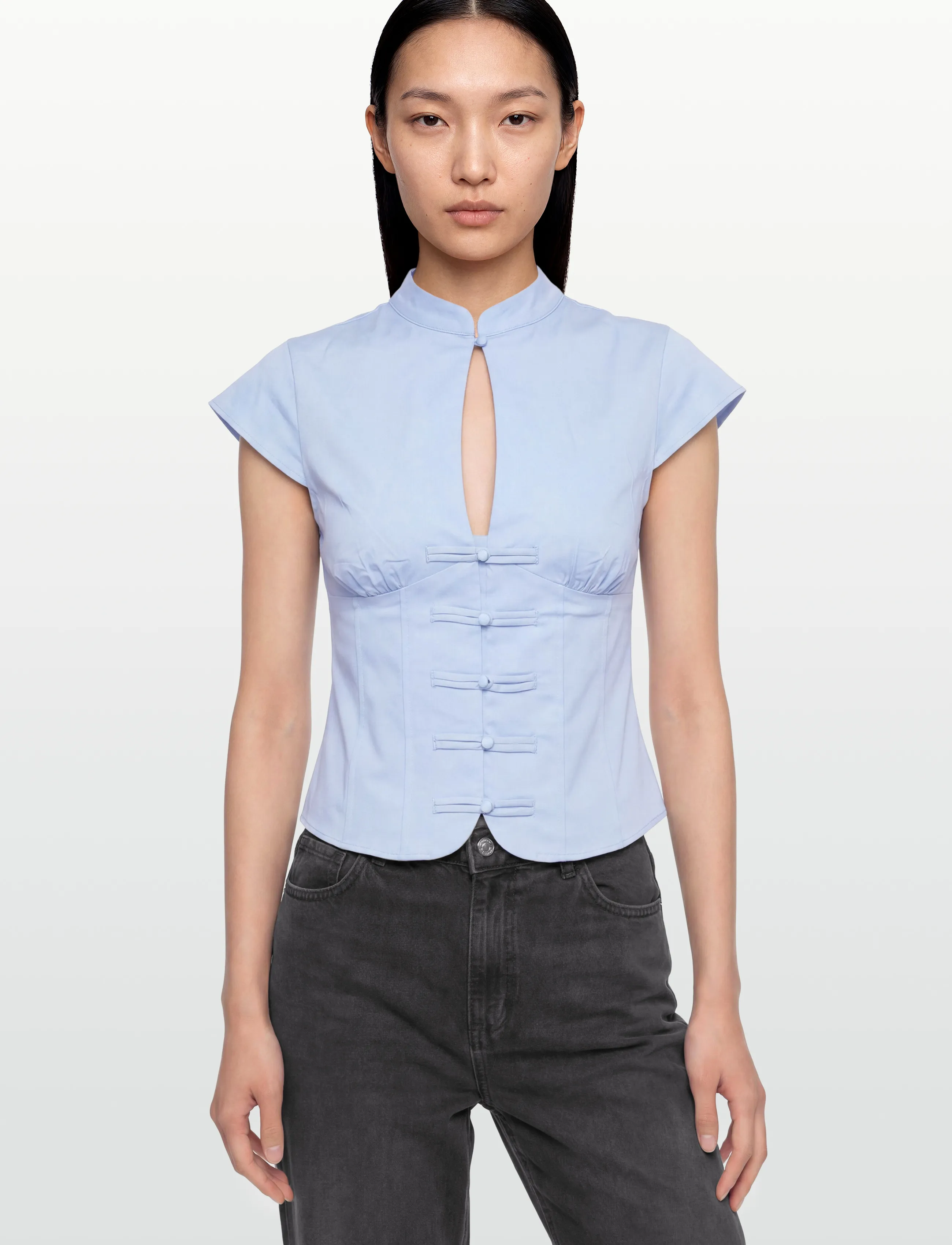 Gina Tricot - Keyhole top - bluzki z krótkim rękawem - light blue - 4