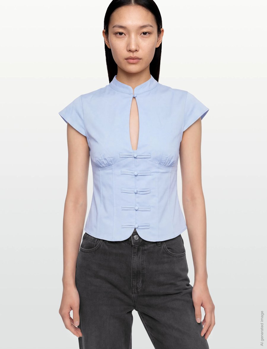Gina Tricot - Keyhole top - bluzki z krótkim rękawem - light blue - 4