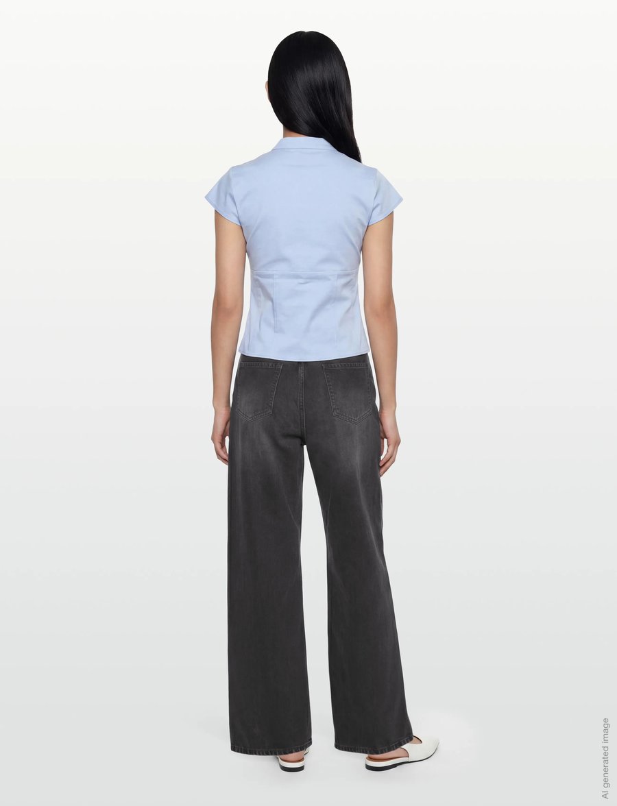 Gina Tricot - Keyhole top - bluzki z krótkim rękawem - light blue - 5