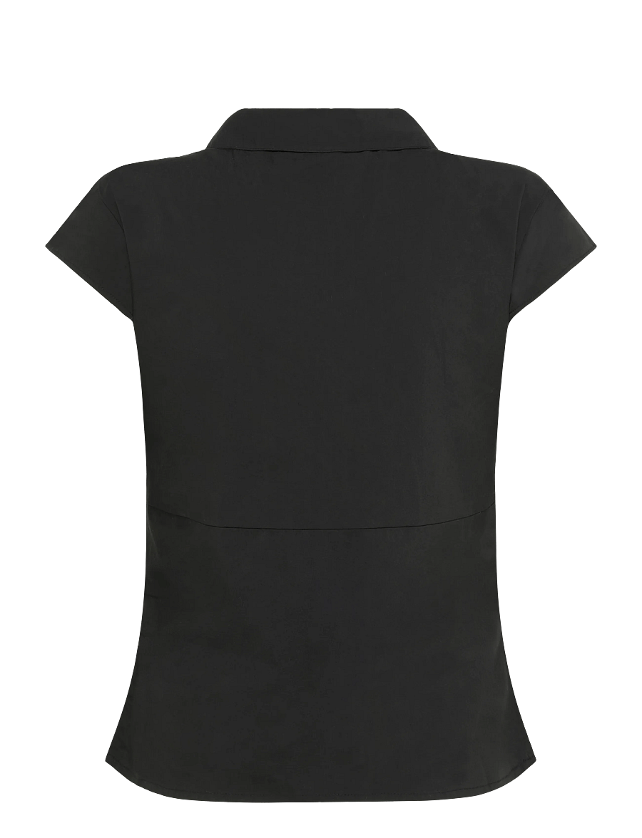 Gina Tricot - Keyhole short sleeve shirt - kortärmade skjortor - black (9000) - 1