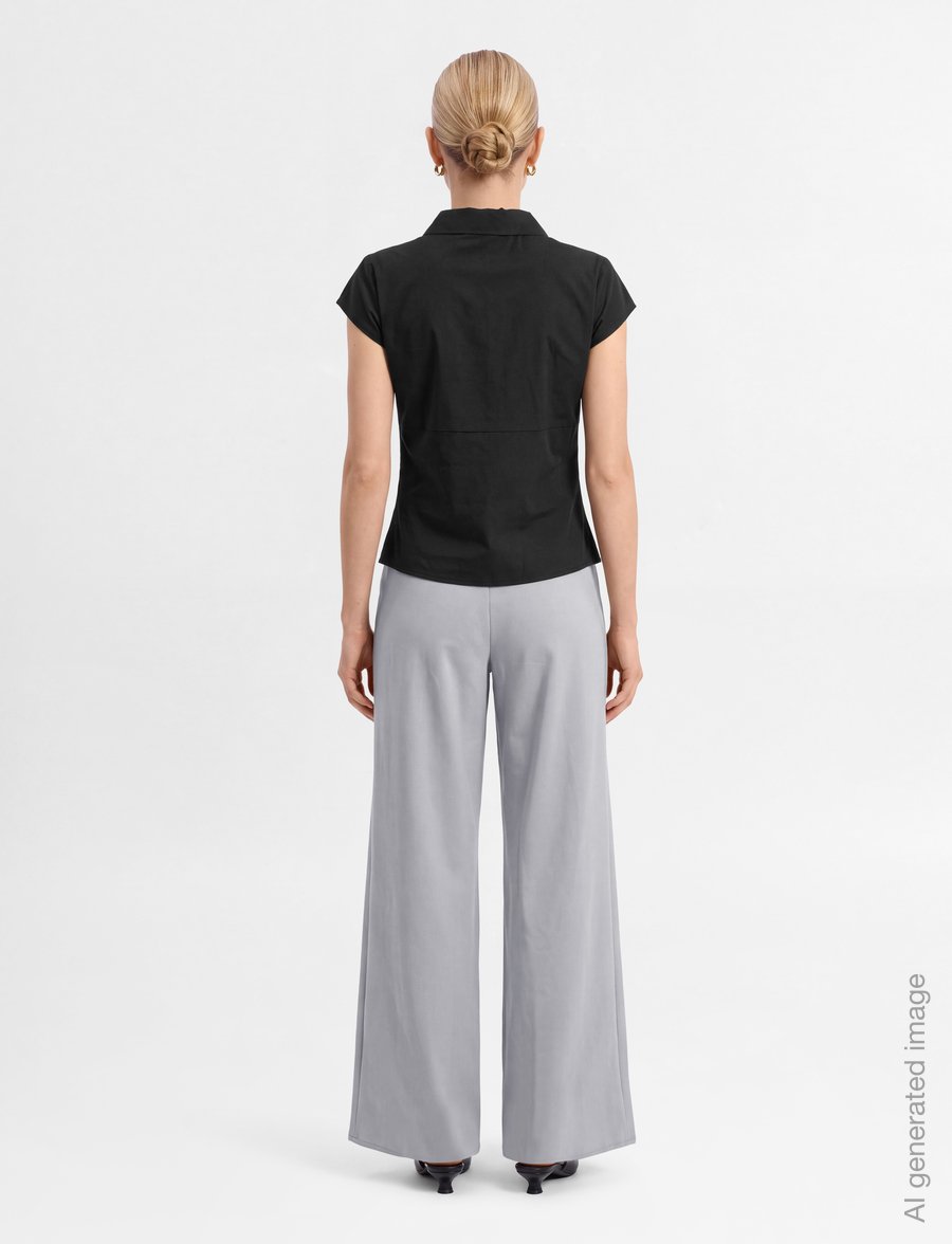 Gina Tricot - Keyhole short sleeve shirt - short-sleeved shirts - black (9000) - 4