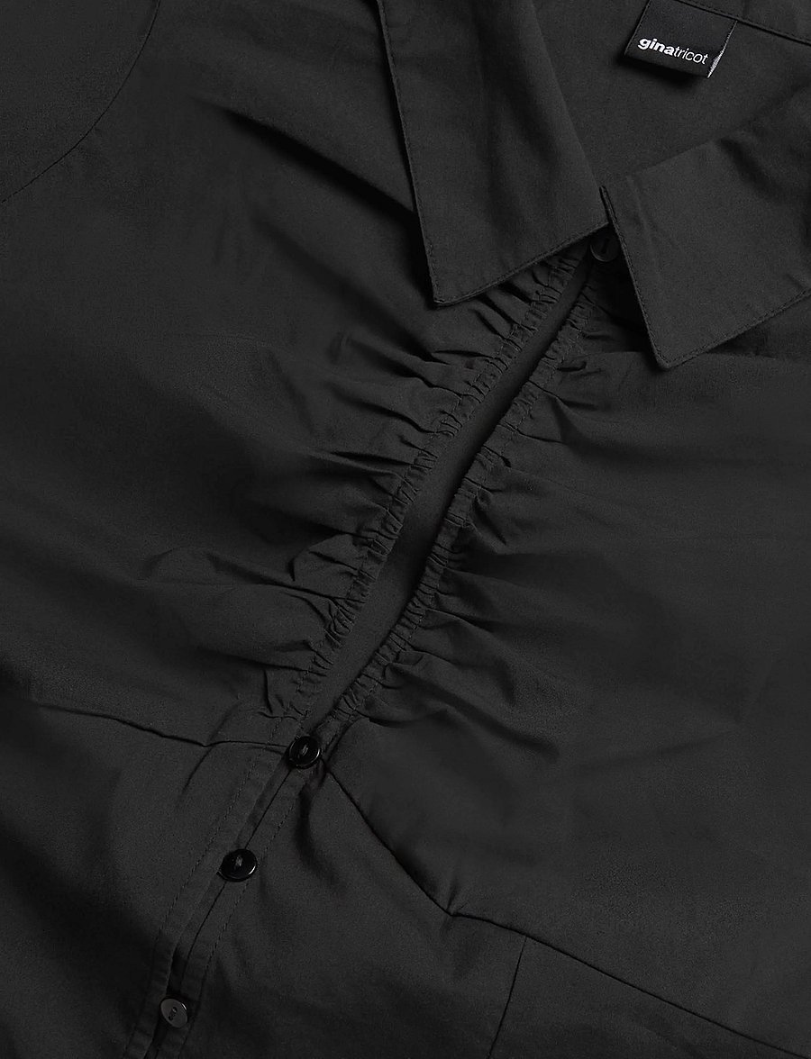 Gina Tricot - Keyhole short sleeve shirt - kortärmade skjortor - black (9000) - 2
