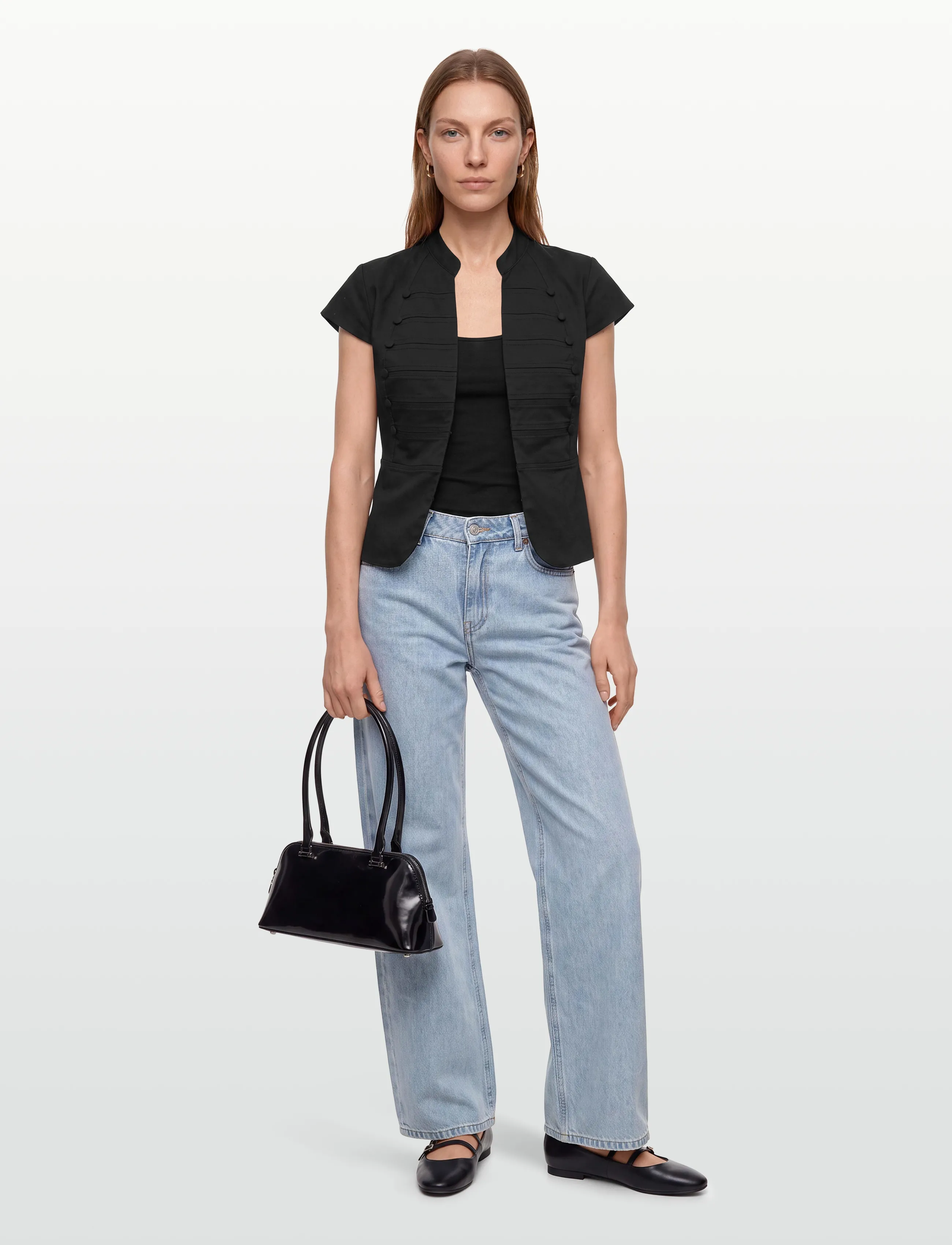 Gina Tricot - Shaped utility top - lühikeste varrukatega särgid - black (9000) - 0