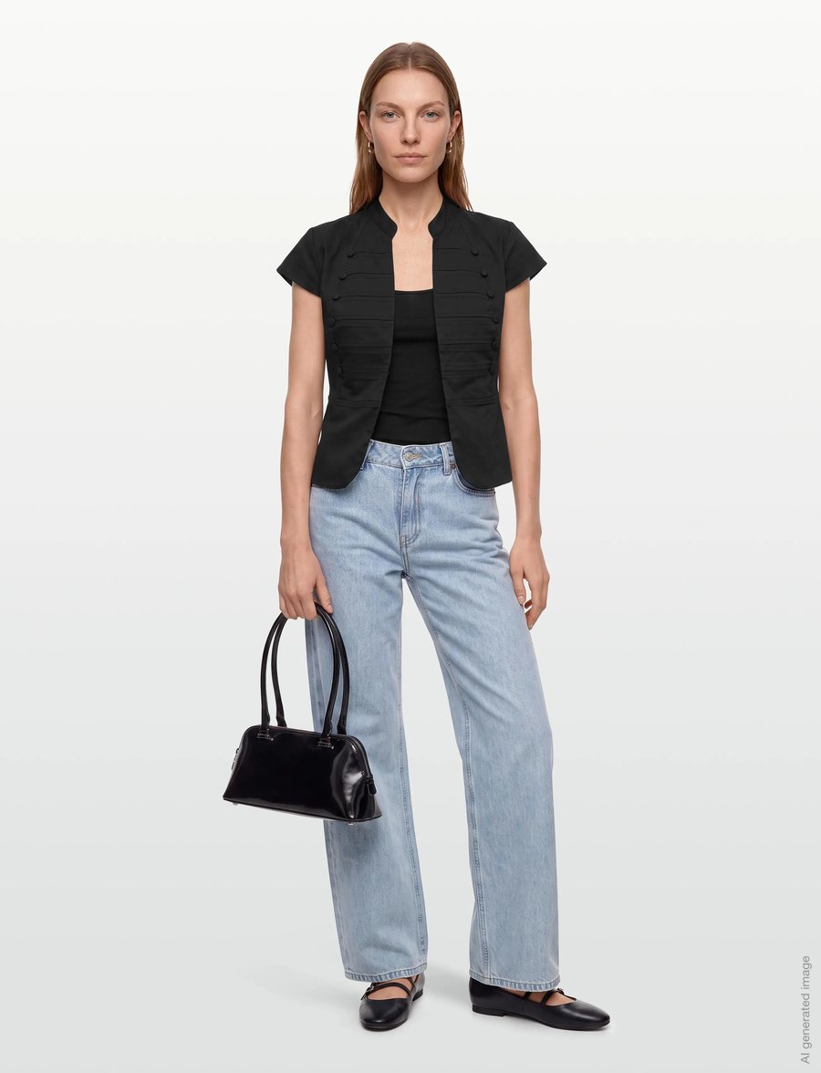 Gina Tricot - Shaped utility top - lühikeste varrukatega särgid - black (9000) - 0